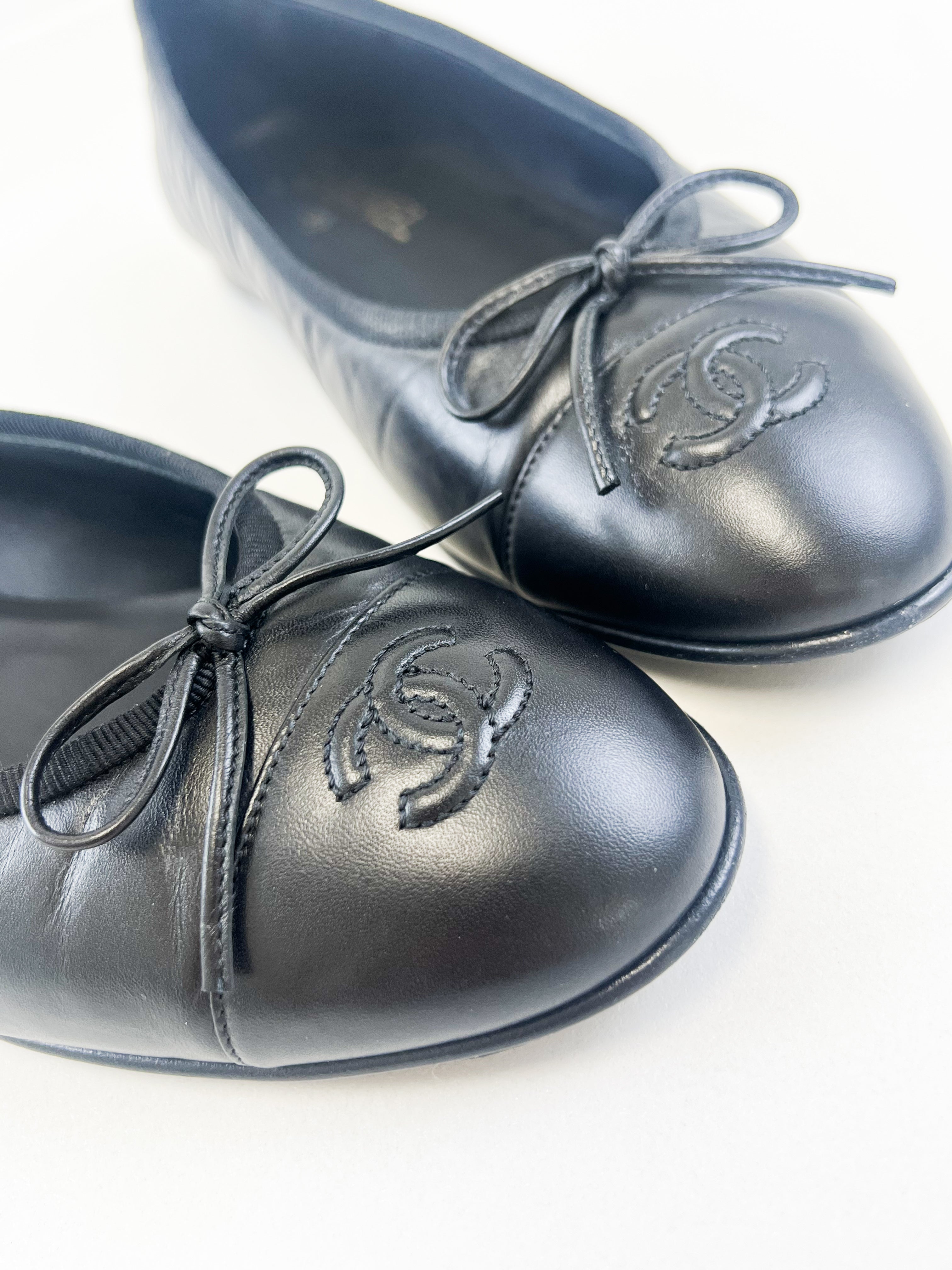 Chanel Black Ballet Flat Size 39.5C