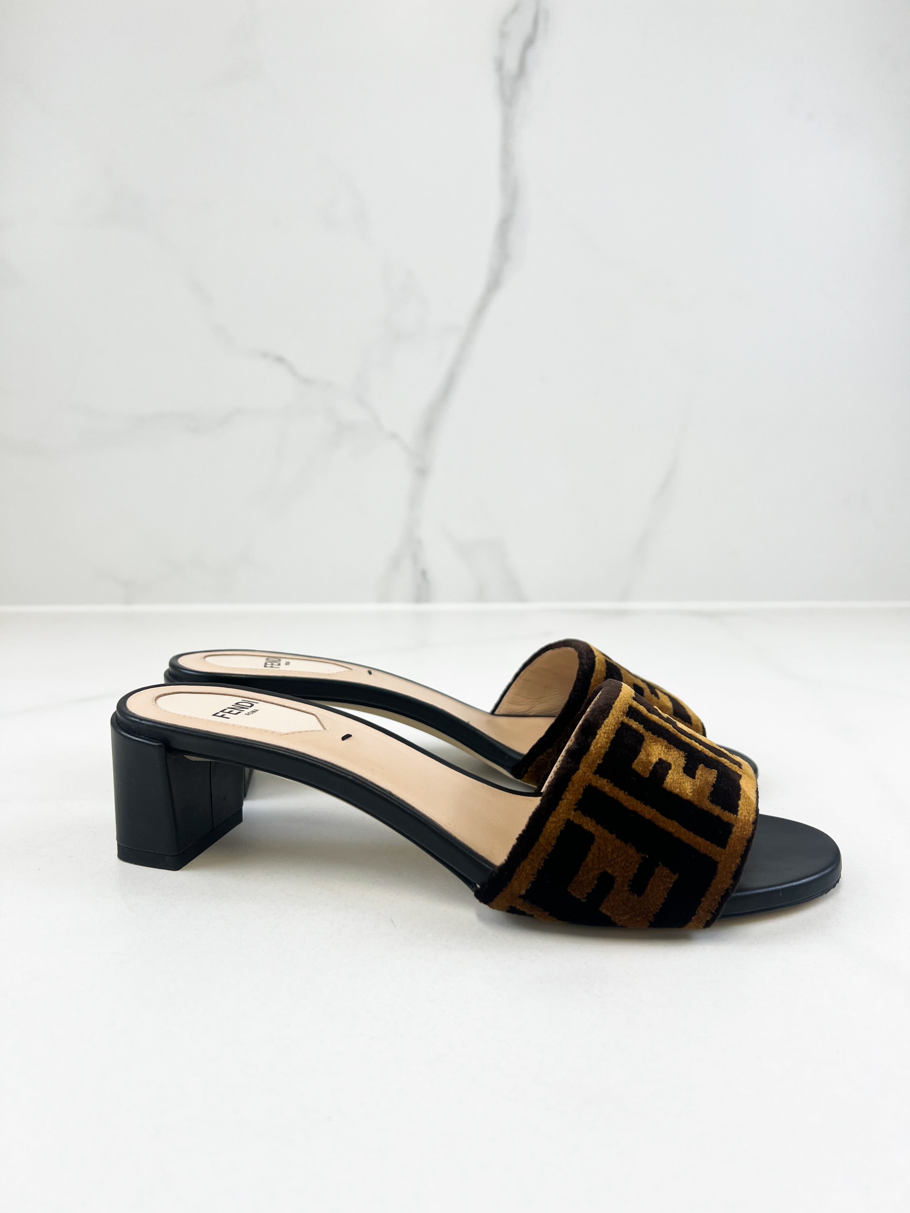 Fendi Zucca Velvet Sandal Size 36