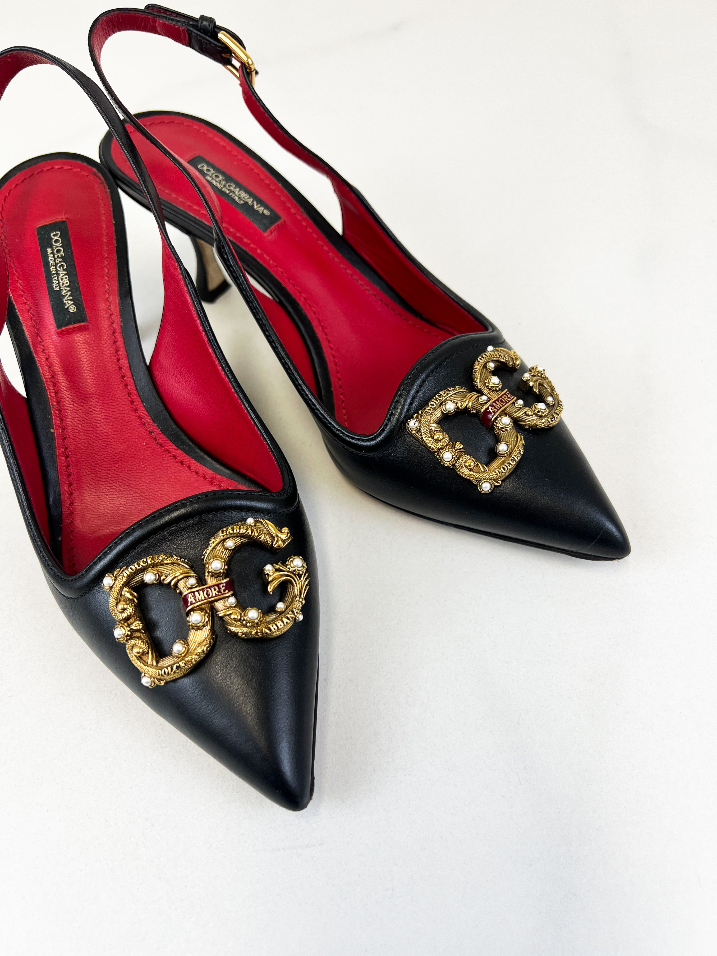 Dolce & Gabbana Black Slingback Pump 55mm Size 37