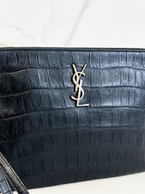 Saint Laurent Croc Pouch with SHW