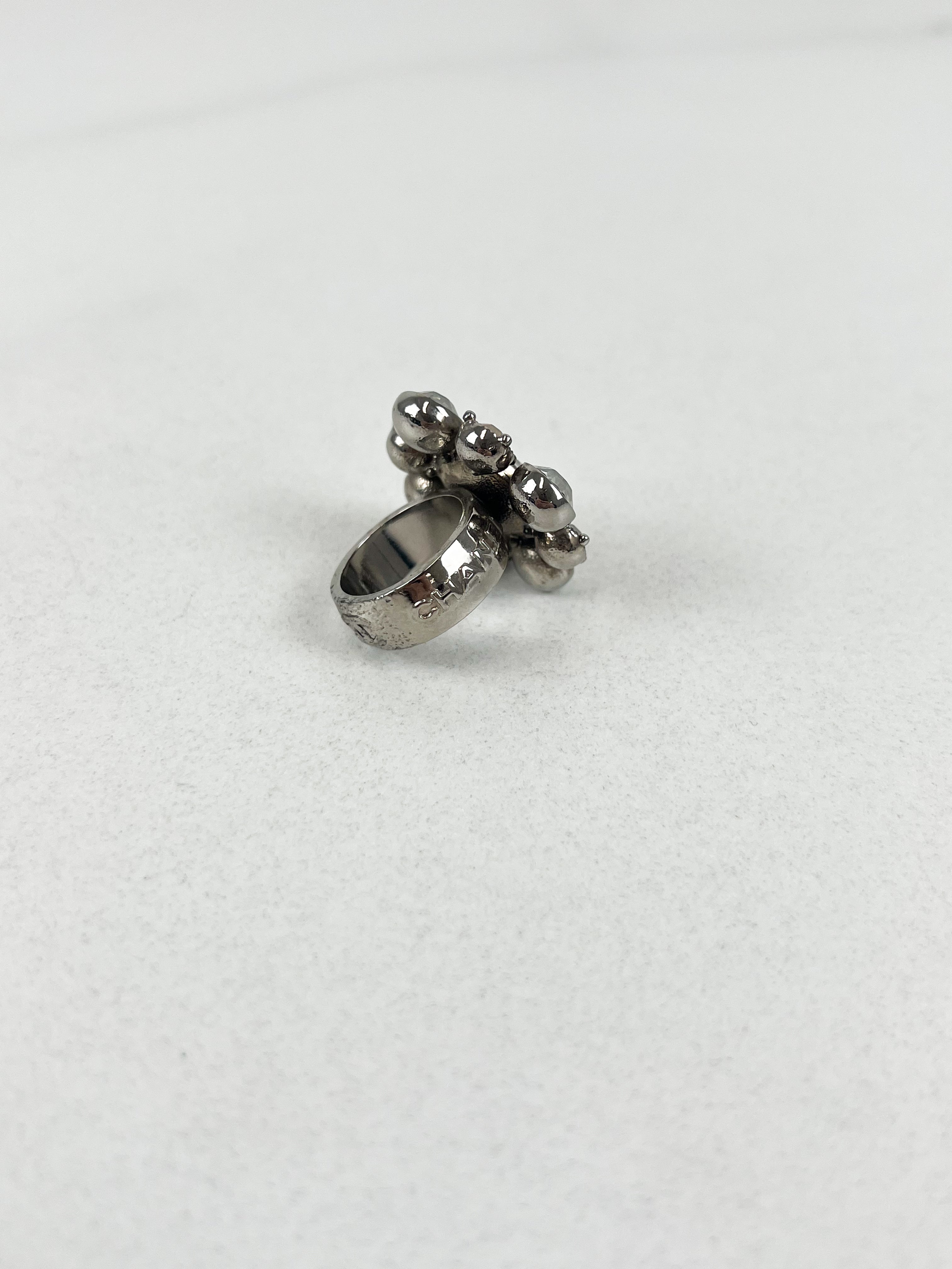 Chanel Silver-Tone Crystal Ring