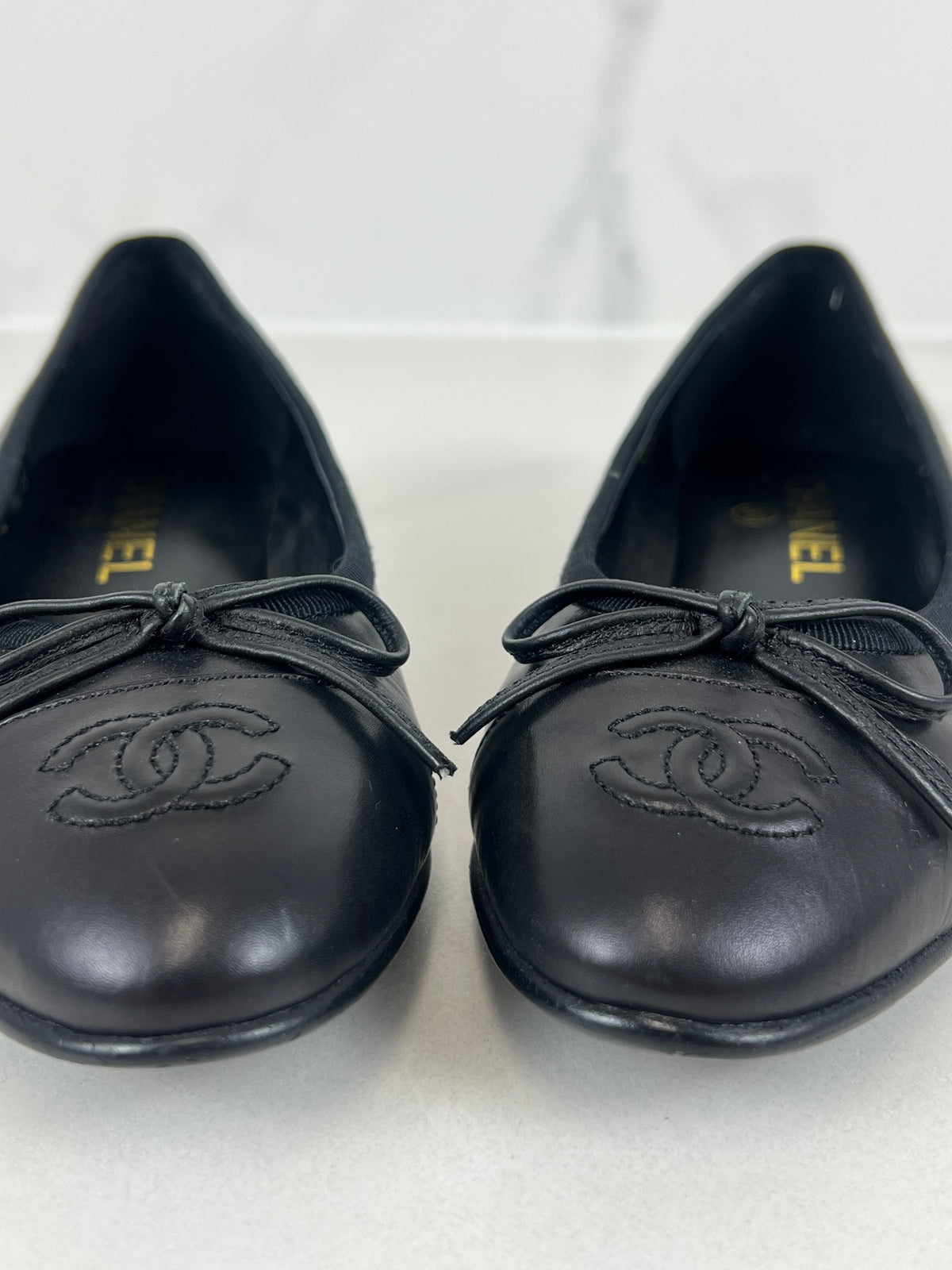 Chanel Black Leather Ballet Flat Size 36