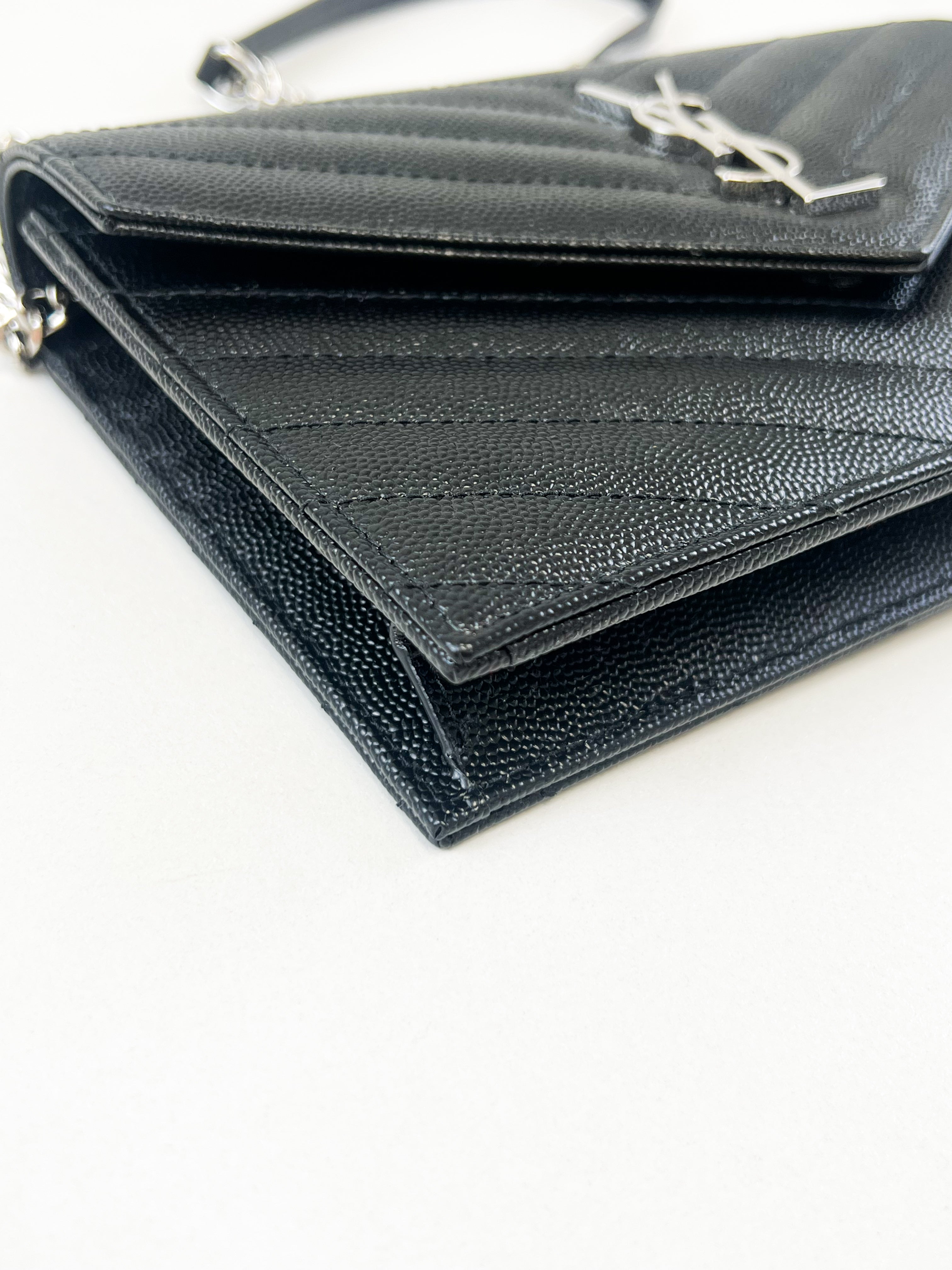 Saint Laurent Cassandra Matelasse Envelope Wallet on Chain