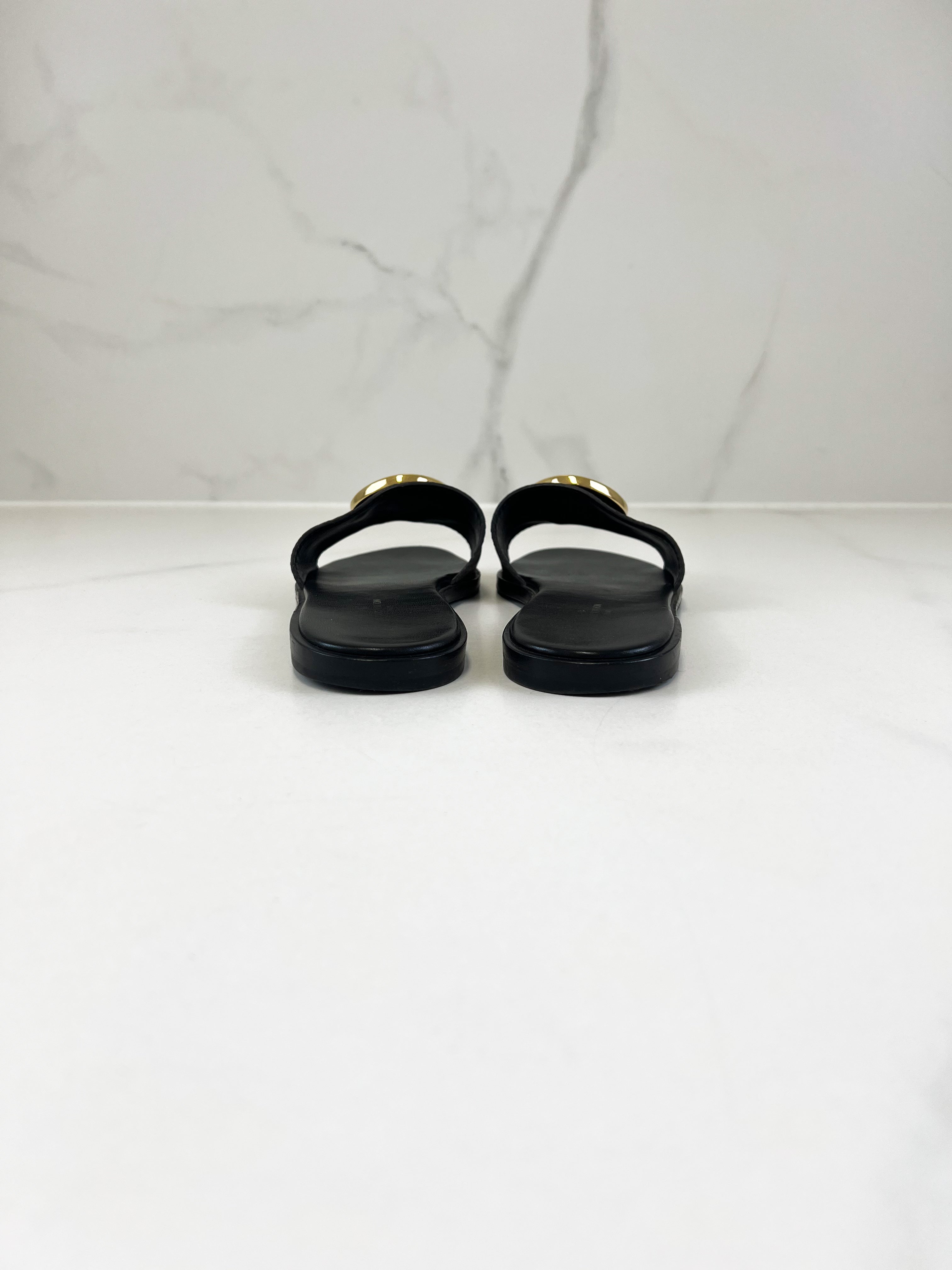 Louis Vuitton Monogram Lock It Flat Slides Size 37