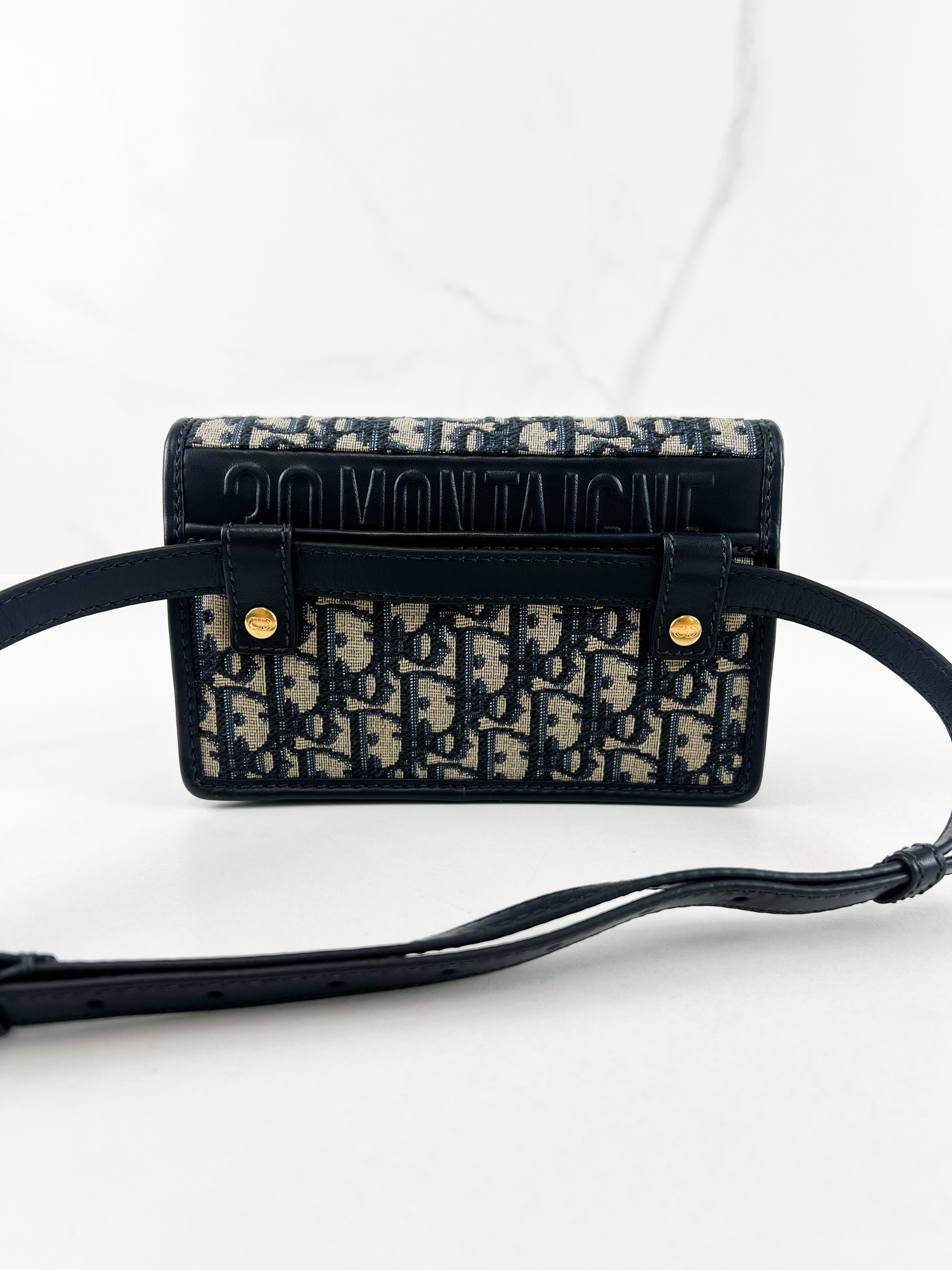 Christian Dior 2-in-1 30 Montaigne Pouch Blue Dior Oblique Jacquard