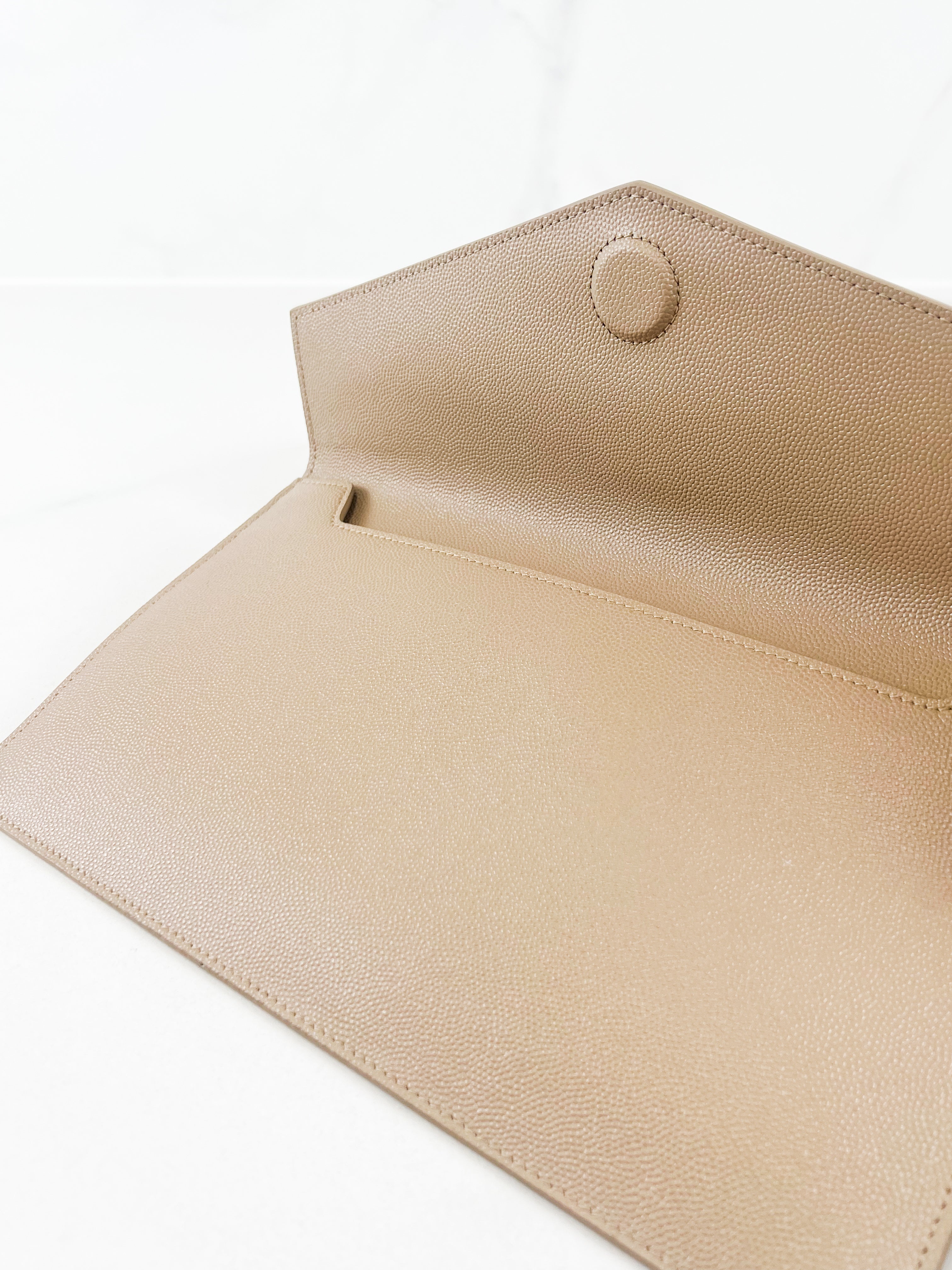 Saint Laurent Beige Uptown Envelope Clutch