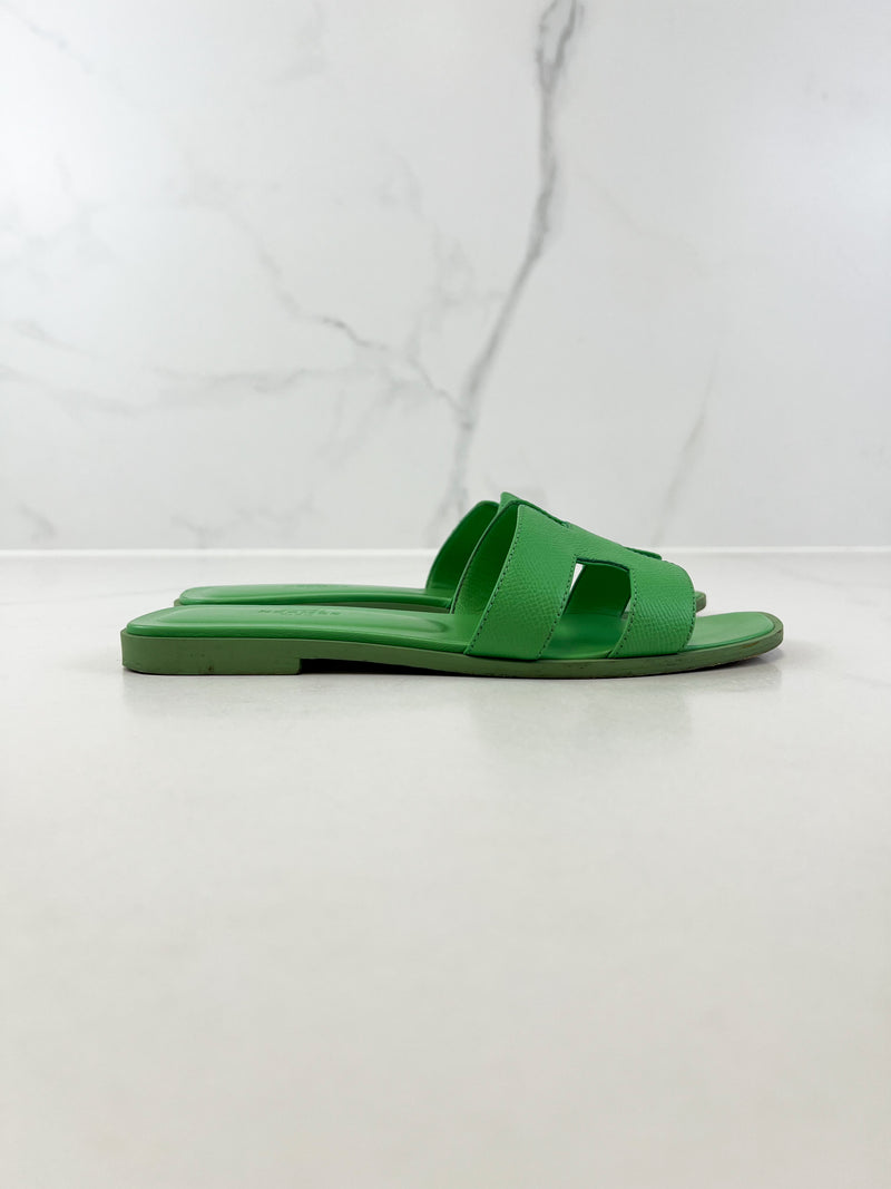 Hermes Oran Sandal Vert Pomme Size 37
