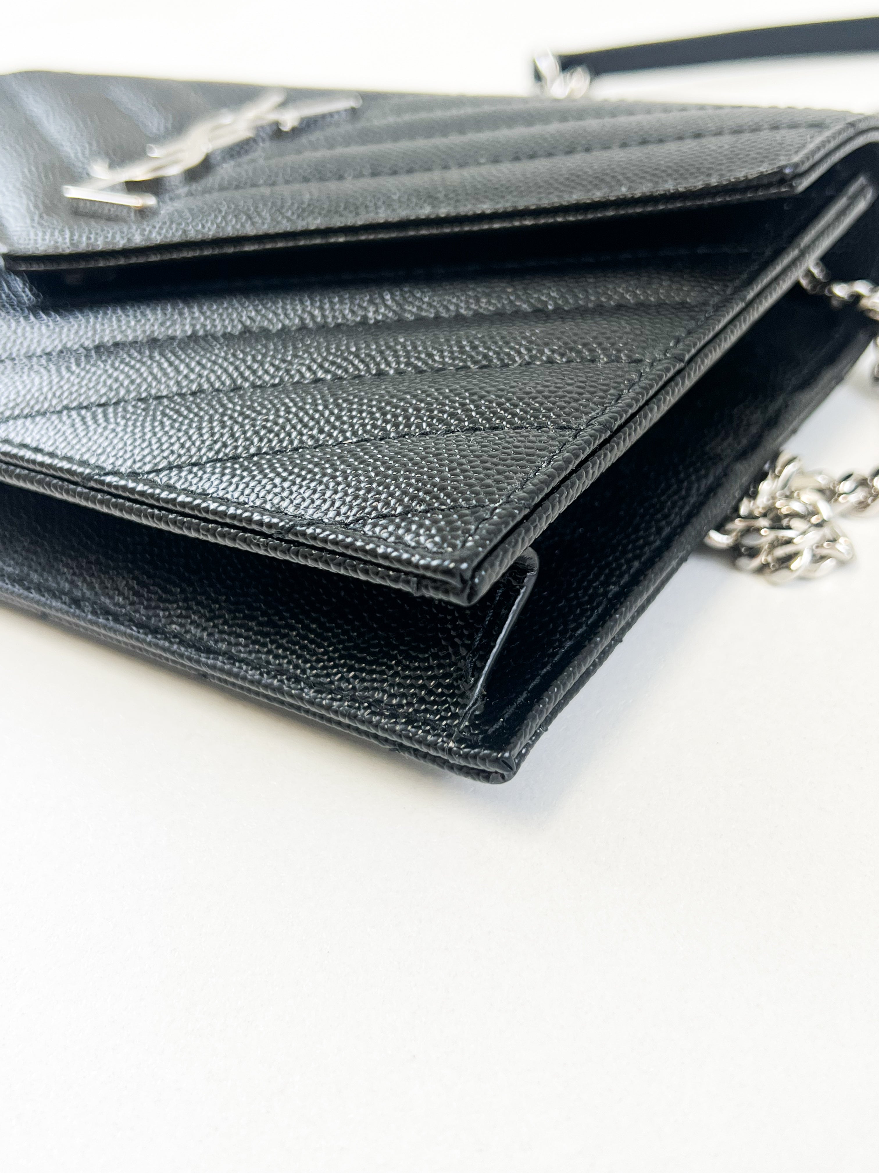 Saint Laurent Cassandra Matelasse Envelope Wallet on Chain