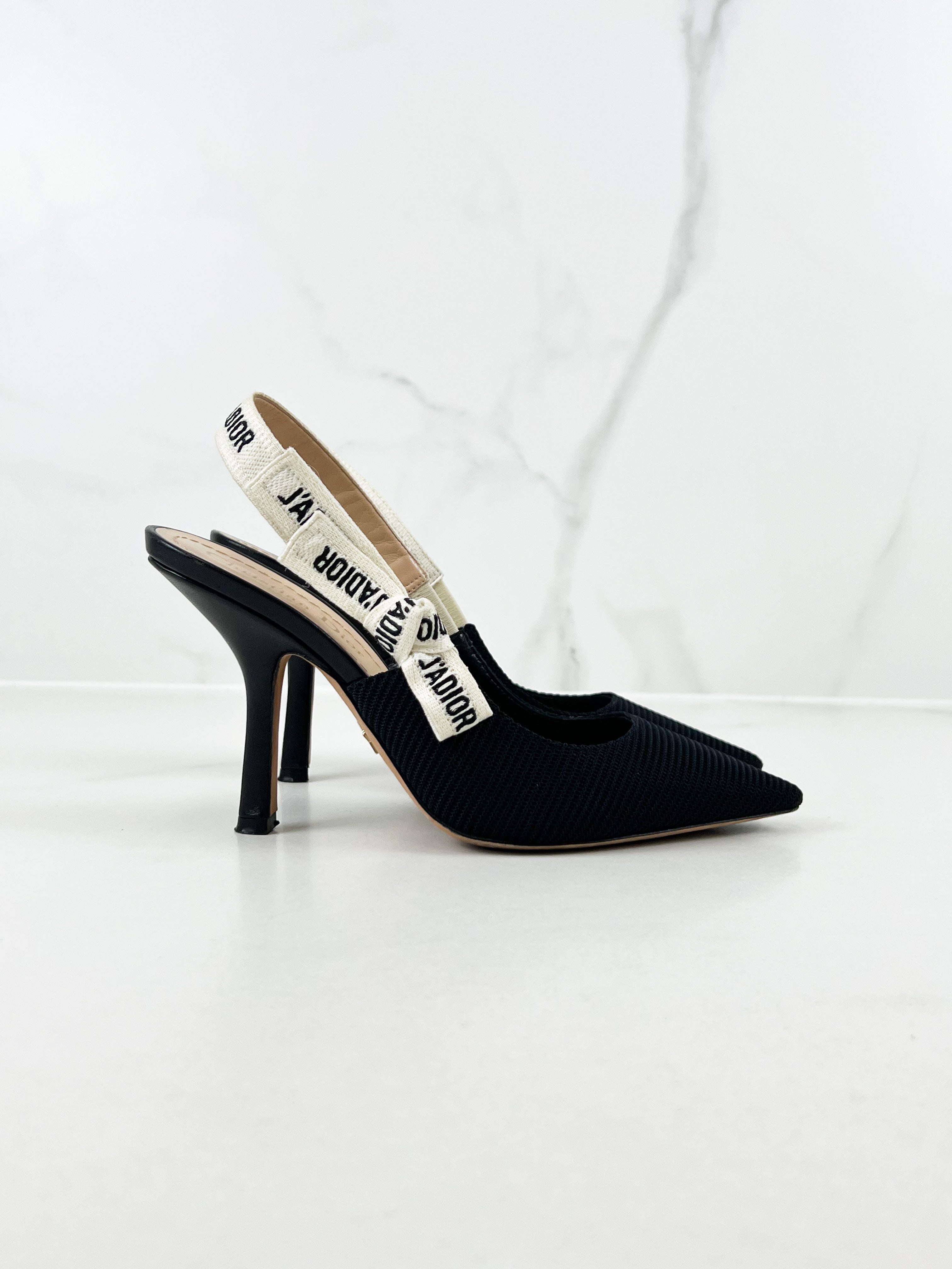 Christian Dior Black Jadior Slingback Heel Size 36.5 D