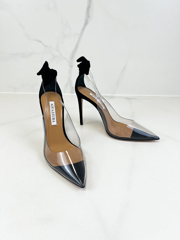 Aquazzura Bow Transparent Sandals Size 38