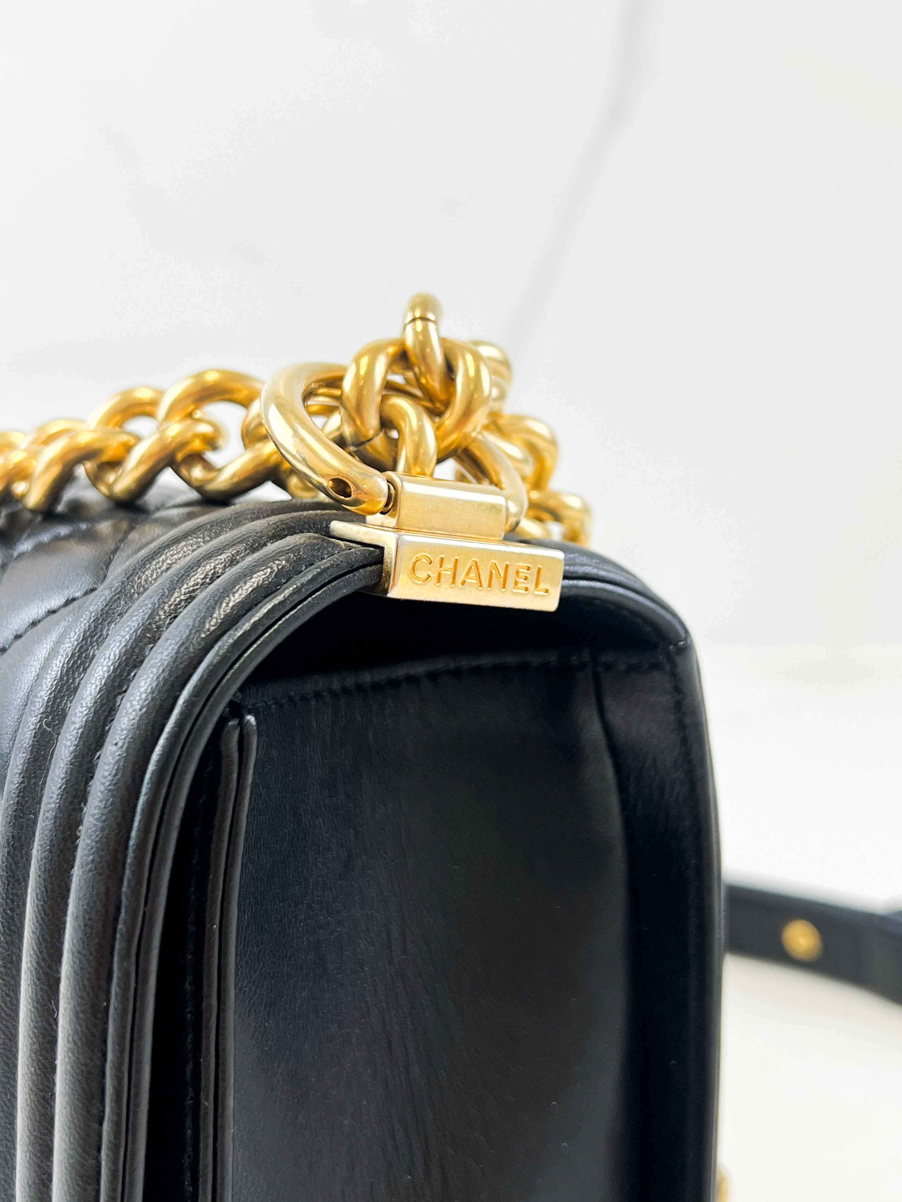 Chanel Black Old Medium Lambskin Boy Bag GHW