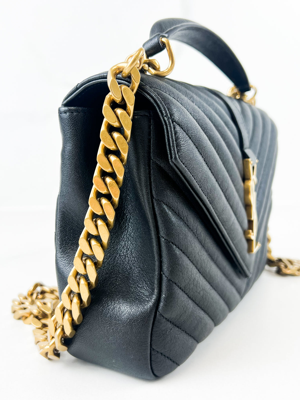 Saint Laurent Black College Bag with GHW