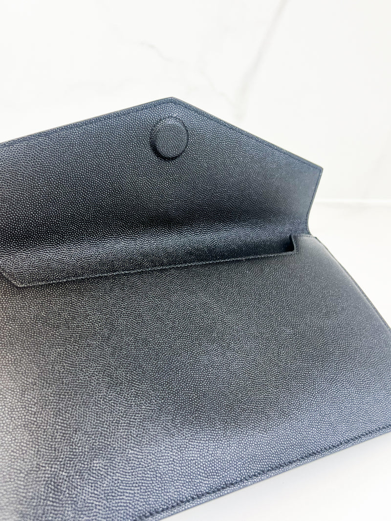 Saint Laurent Black Uptown Envelope Clutch