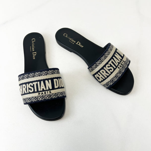 Christian Dior Navy Dway Slides Size 37