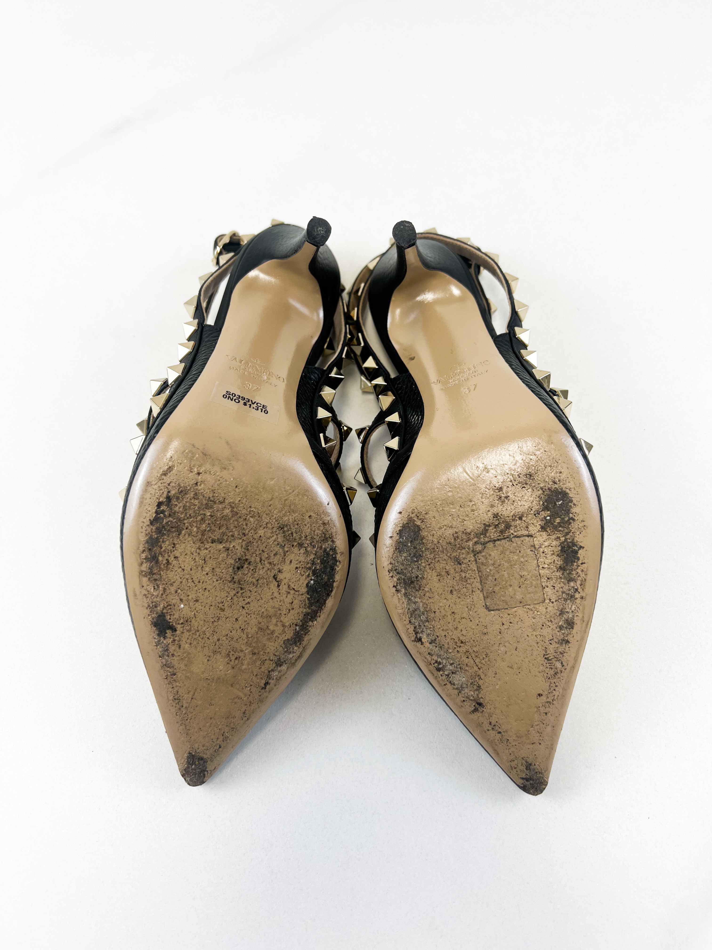 Valentino Black Caged Rockstud Pumps Size 37