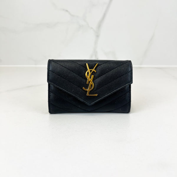 Saint Laurent Black Small Envelope Wallet with GHW Shopluxe Consignment