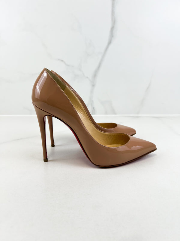 Christian Louboutin Beige Pigalle Follies 100 Patent Size 37.5
