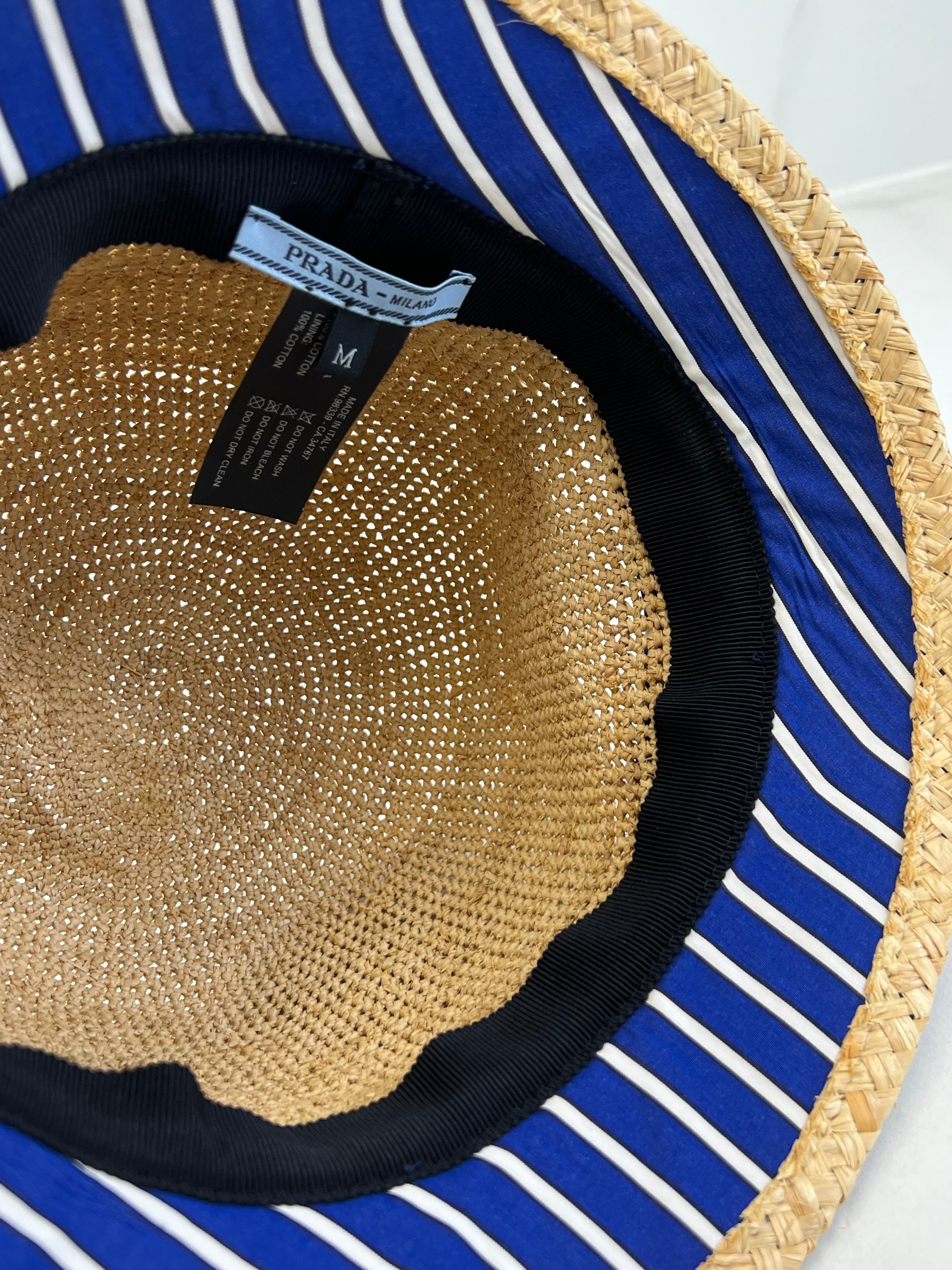 Prada Raffia Bucket Hat Size Medium