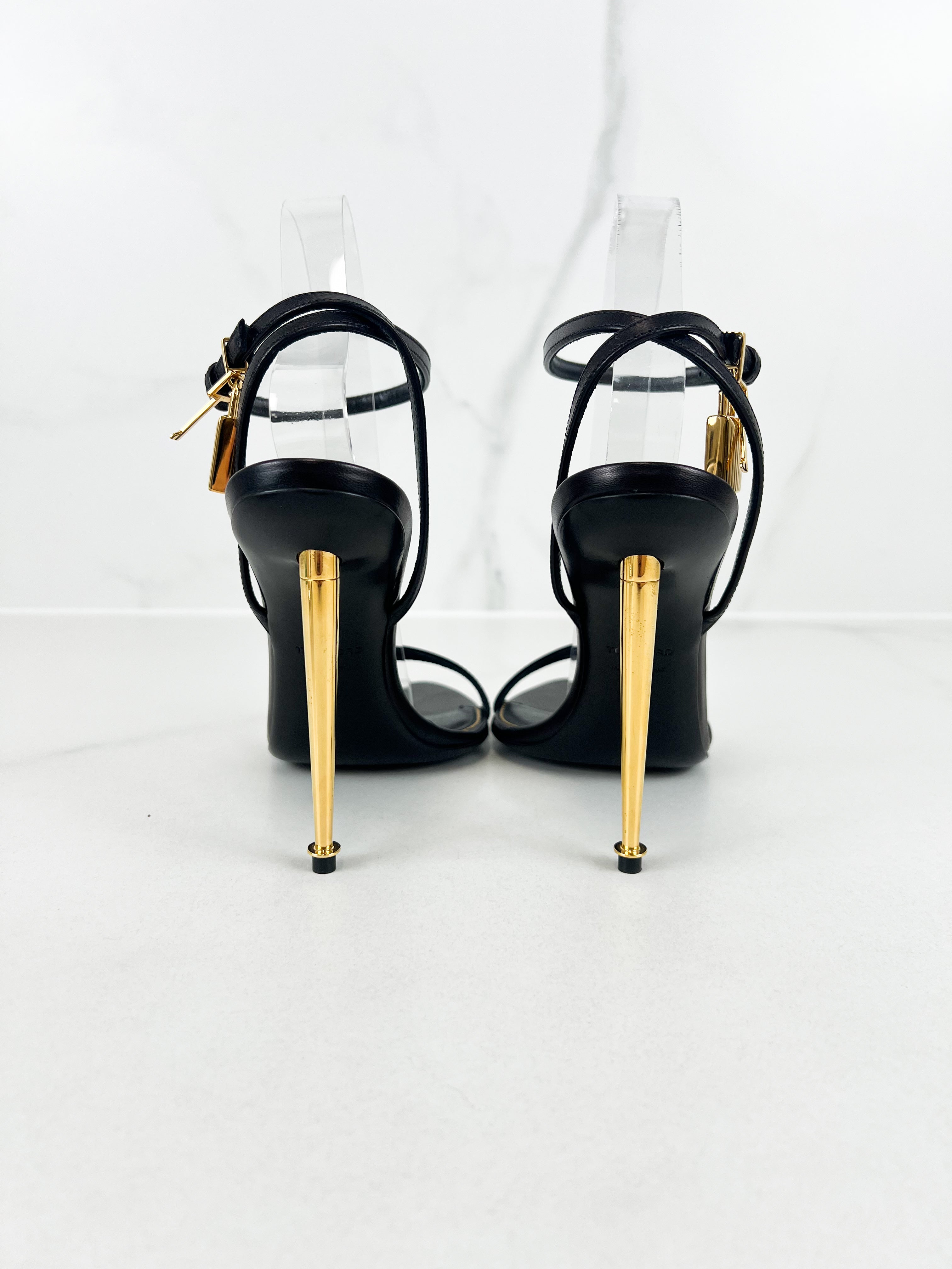 Tom Ford Leather Black Padlock Sandal Size 38.5