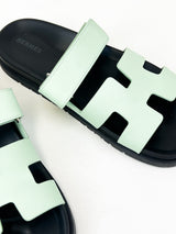 Hermes Chypre Sandals Vert Jade Epsom Size 39