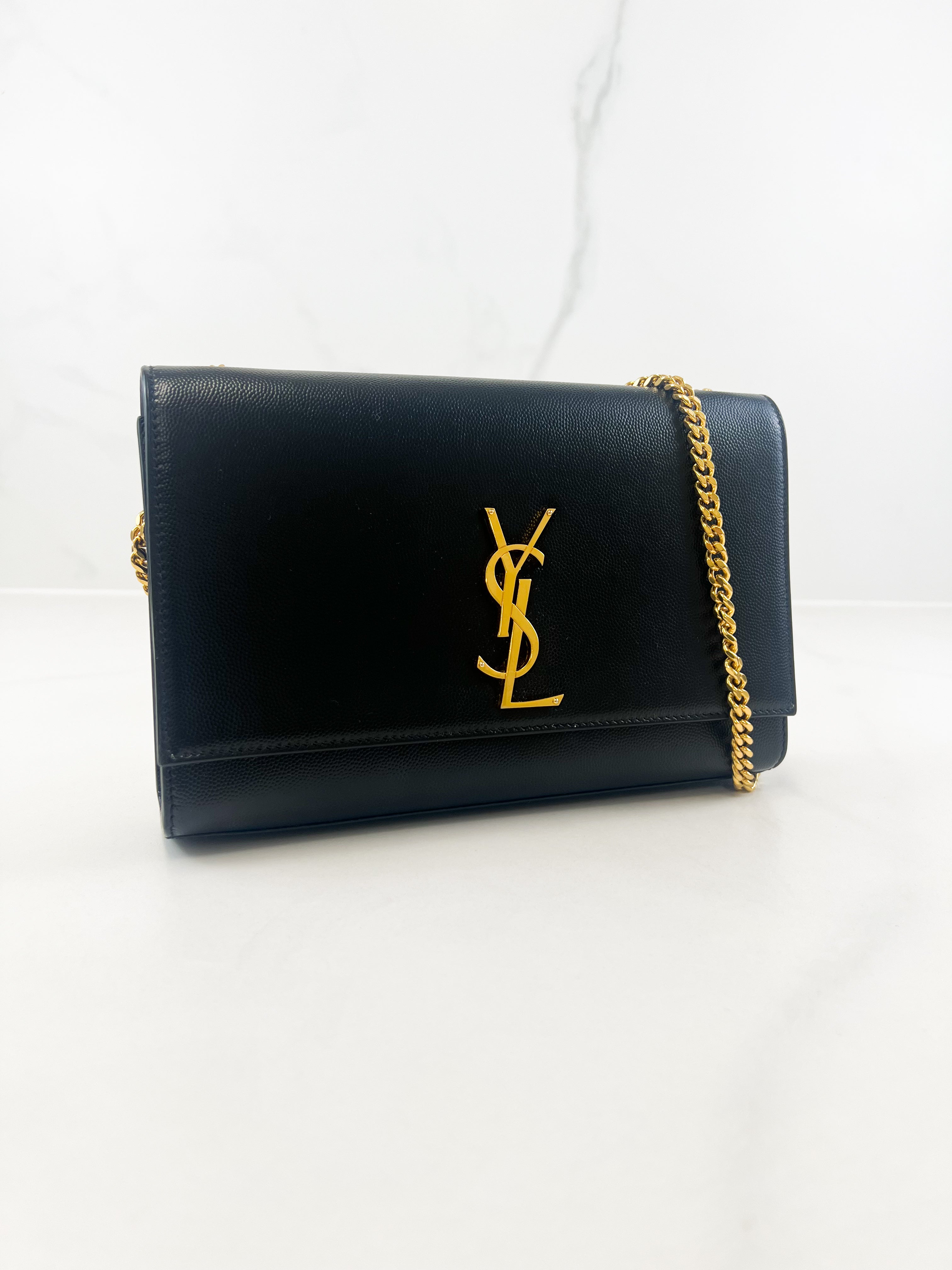 Saint Laurent Black Kate Medium Chain Bag with GHW