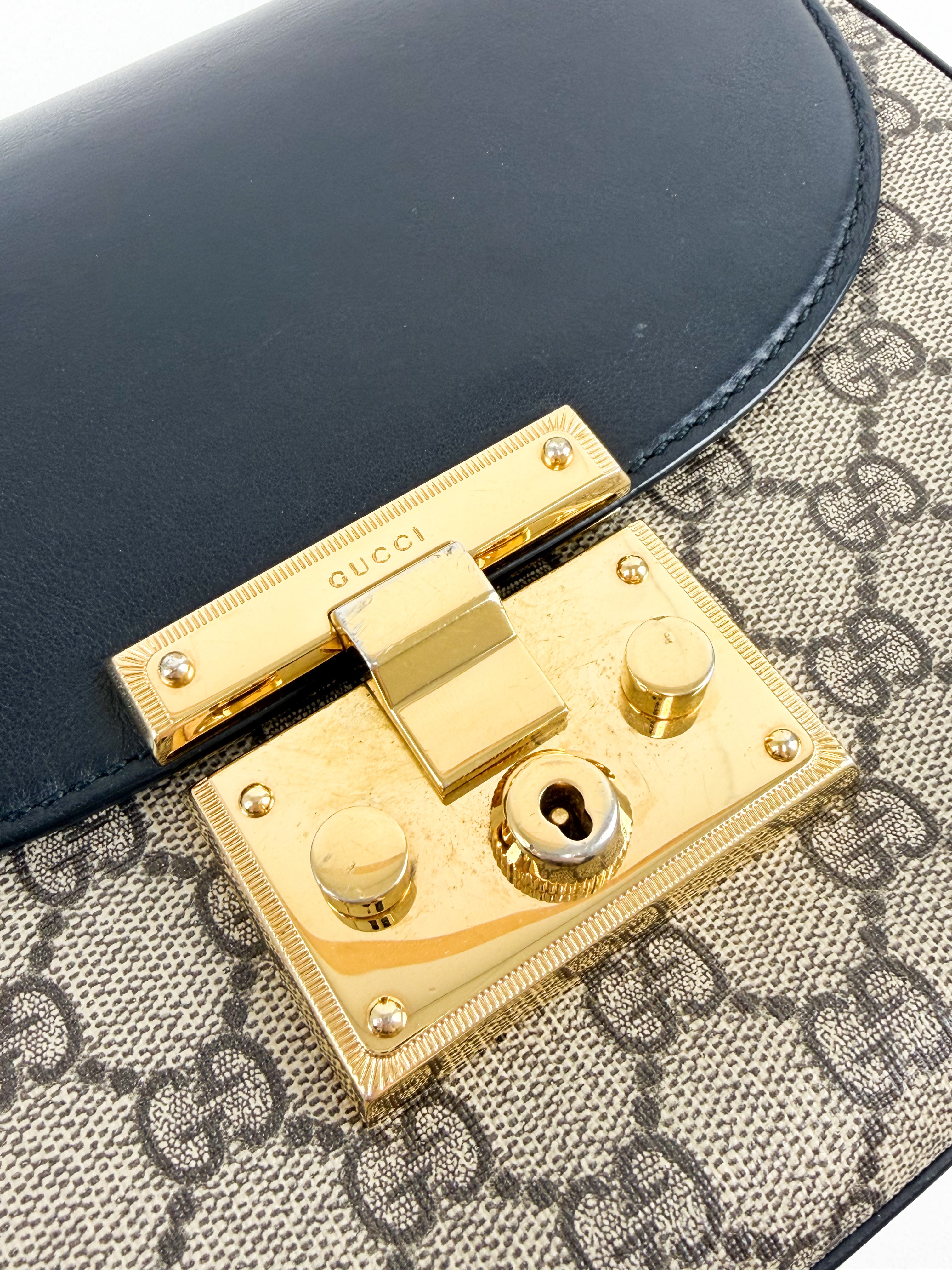 Gucci GG Supreme Web Padlock Shoulder Bag