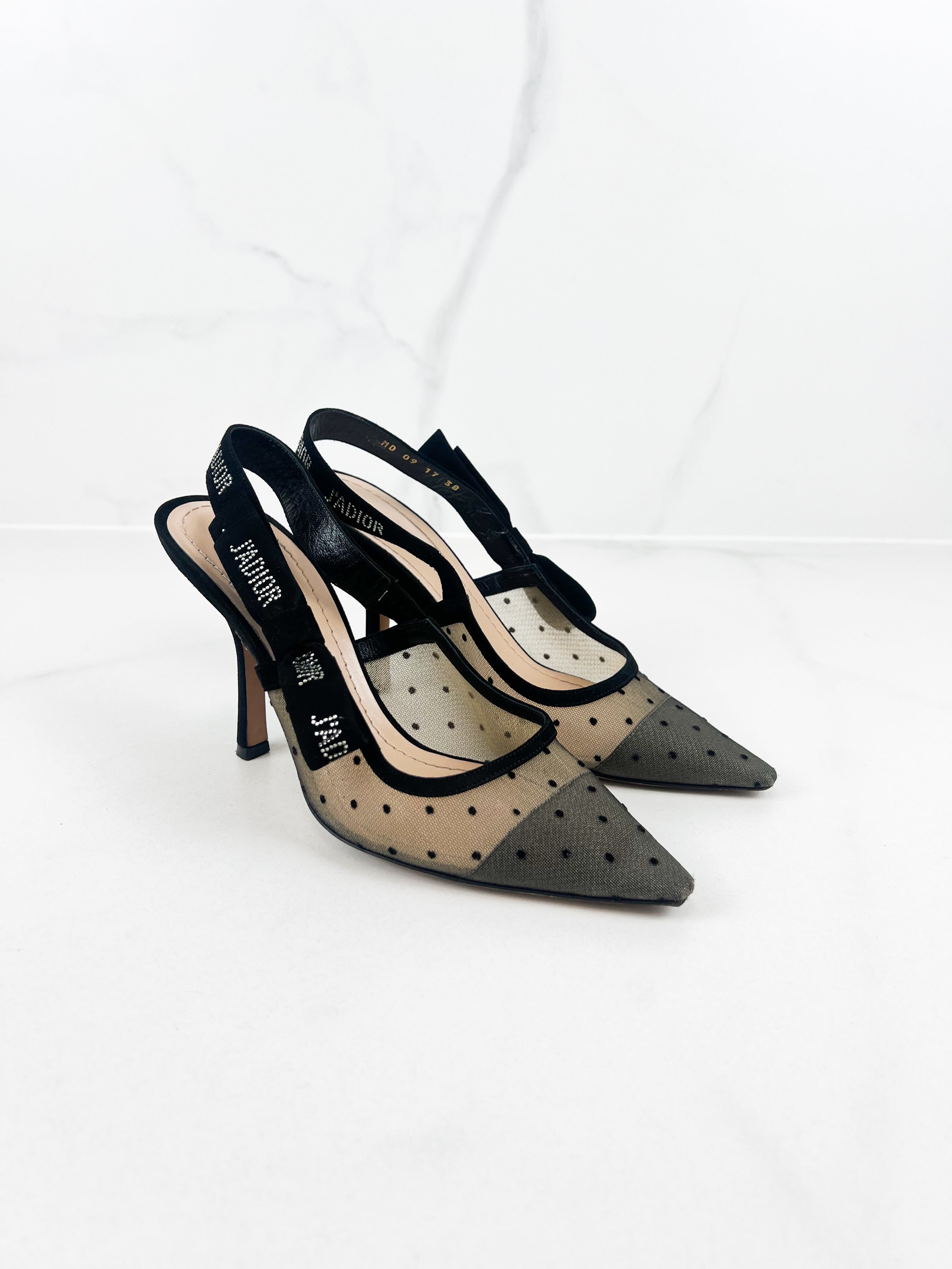 Christian Dior J'adior Mesh/Velvet Slingback Heels Size 38