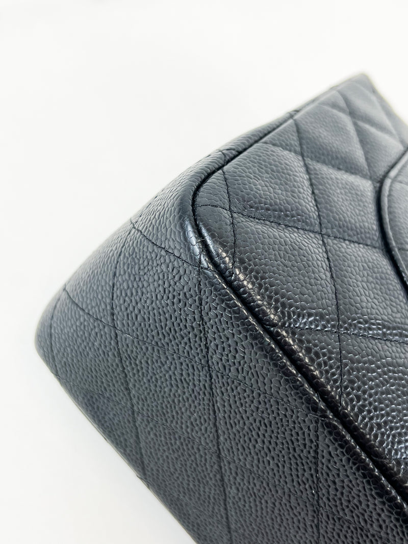 Chanel Classic Jumbo Double Flap Caviar Shoulder Bag SHW