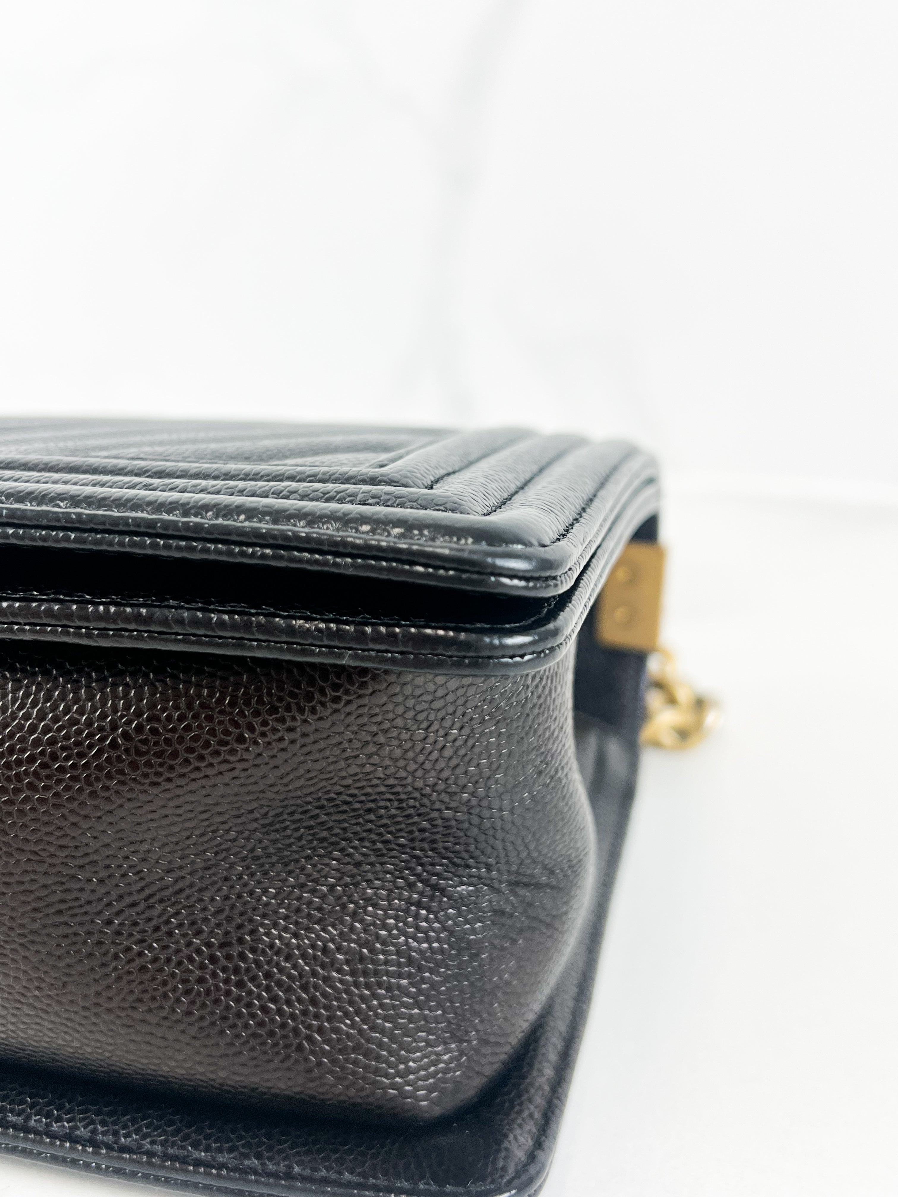 Chanel Old Medium Chevron Boy Bag with GHW