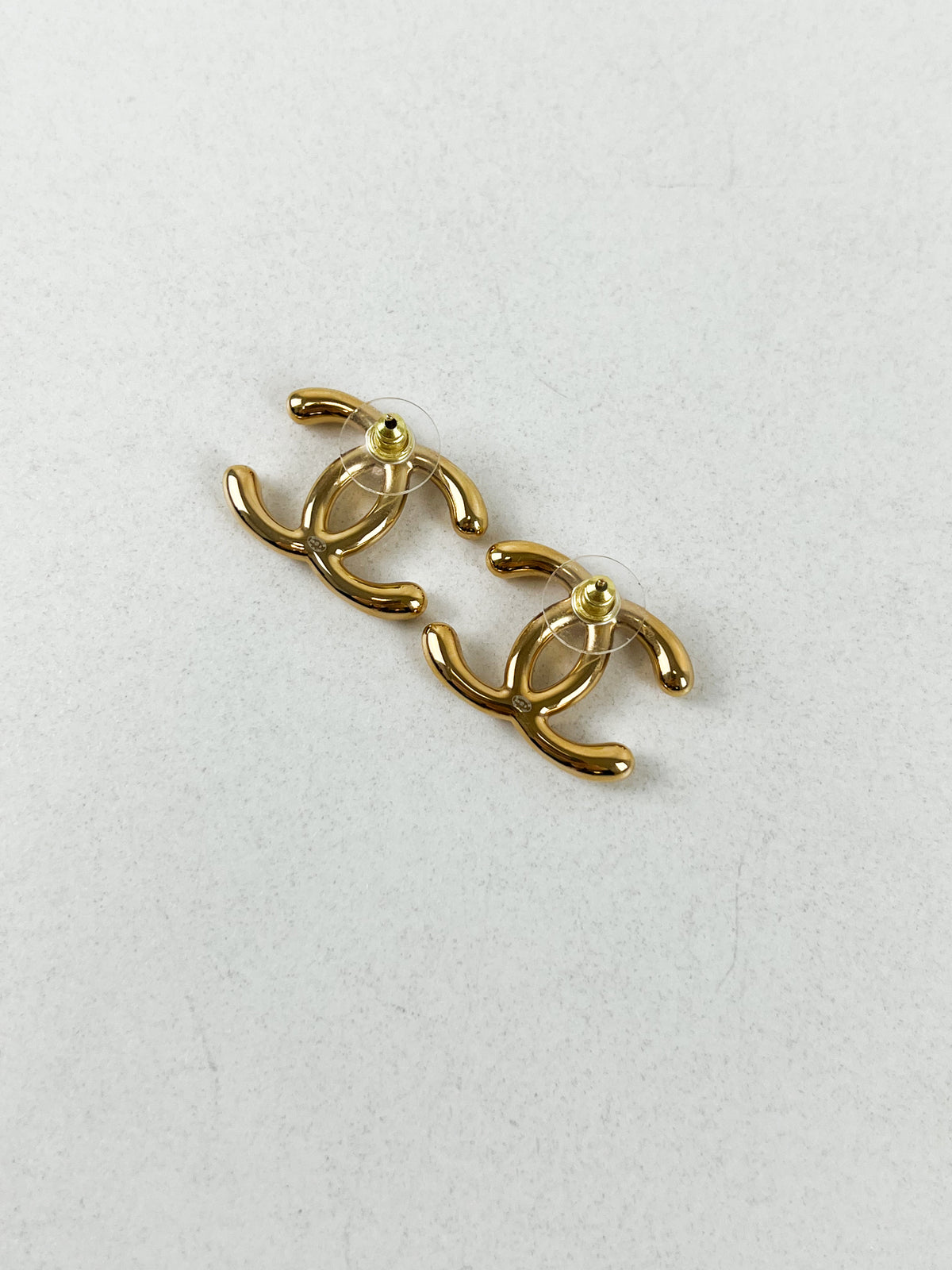 Chanel CC Gold Stud Earrings