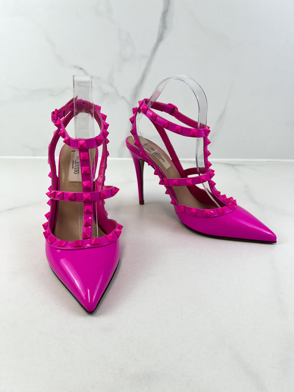 Valentino Fluro Pink Rockstud Pumps Size 39