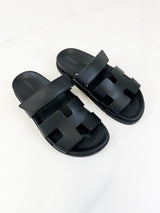 Hermes Chypre Sandals Noir Size 38.5