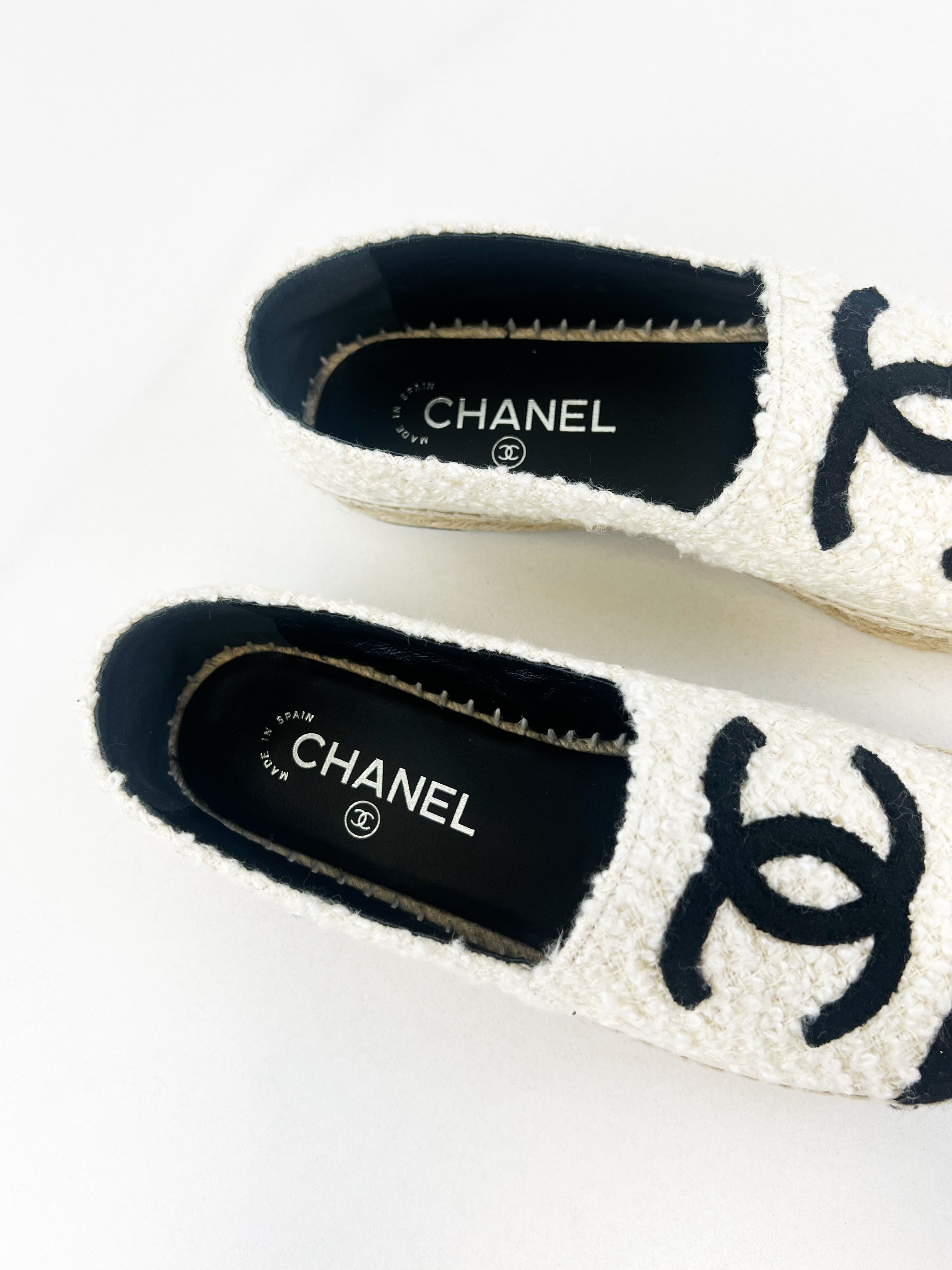 Chanel CC Tweed Espadrille Size 38