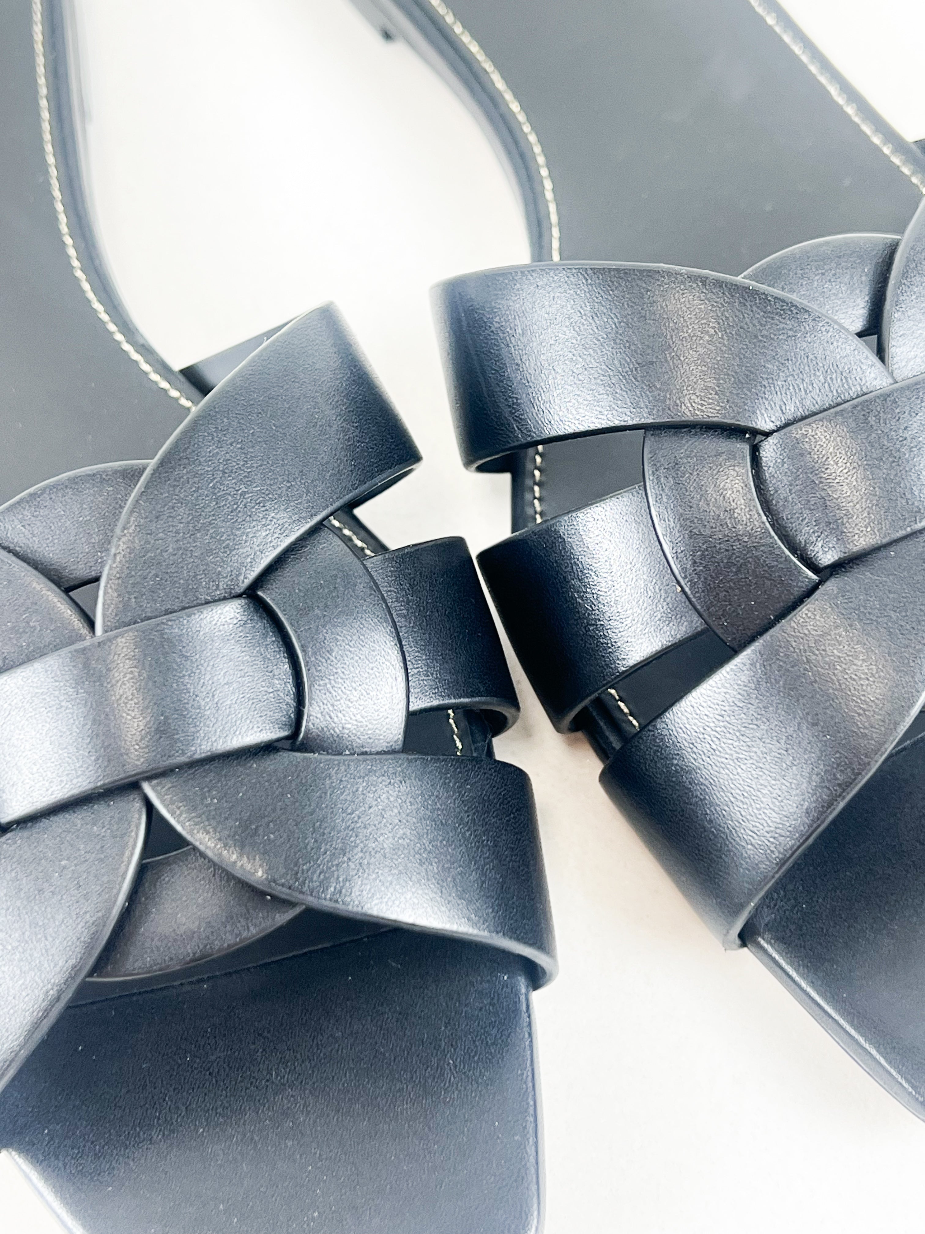 Saint Laurent Black Tribute Flat Mules Size 40