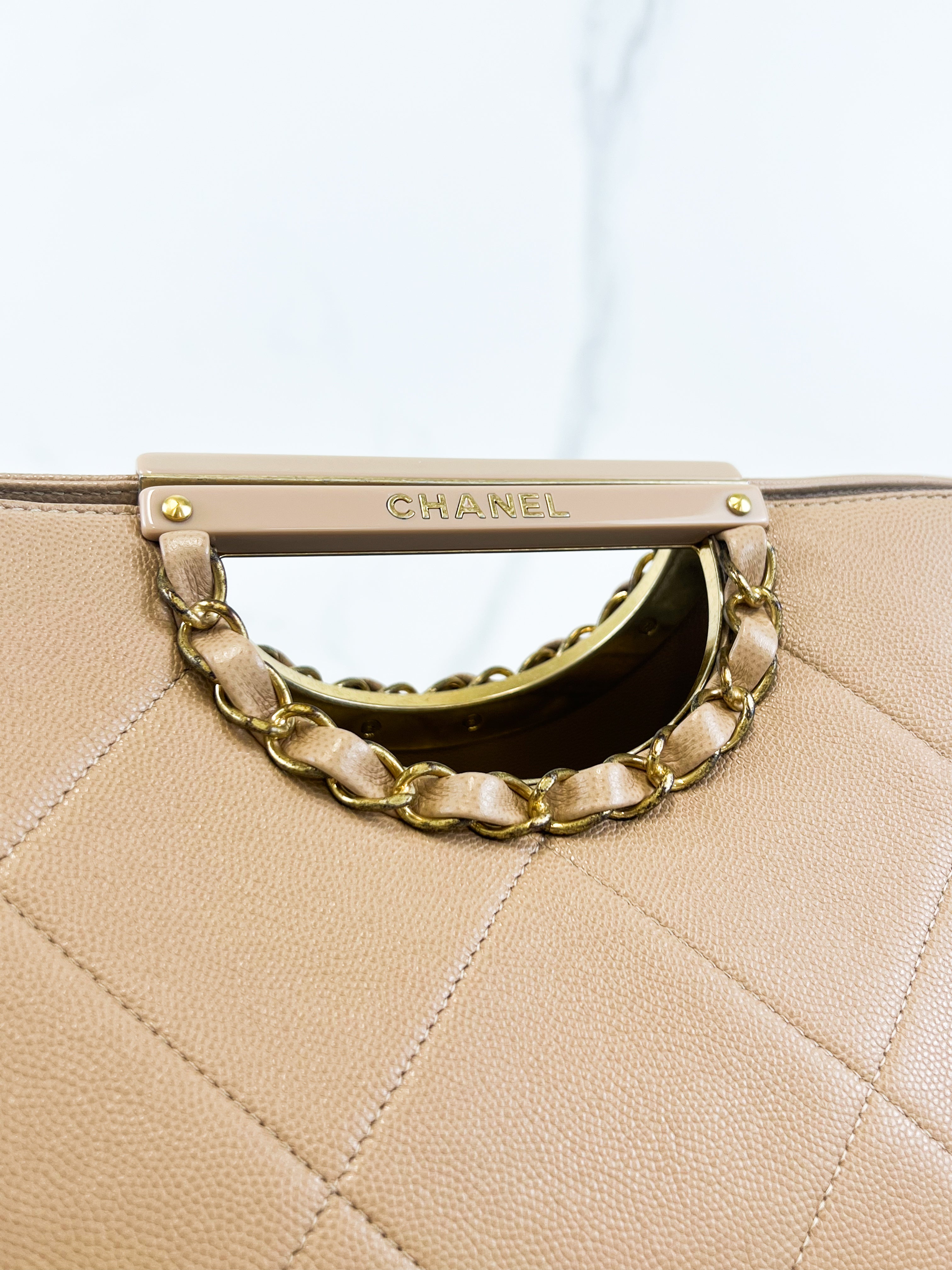 Chanel Beige Caviar Shoulder Bag