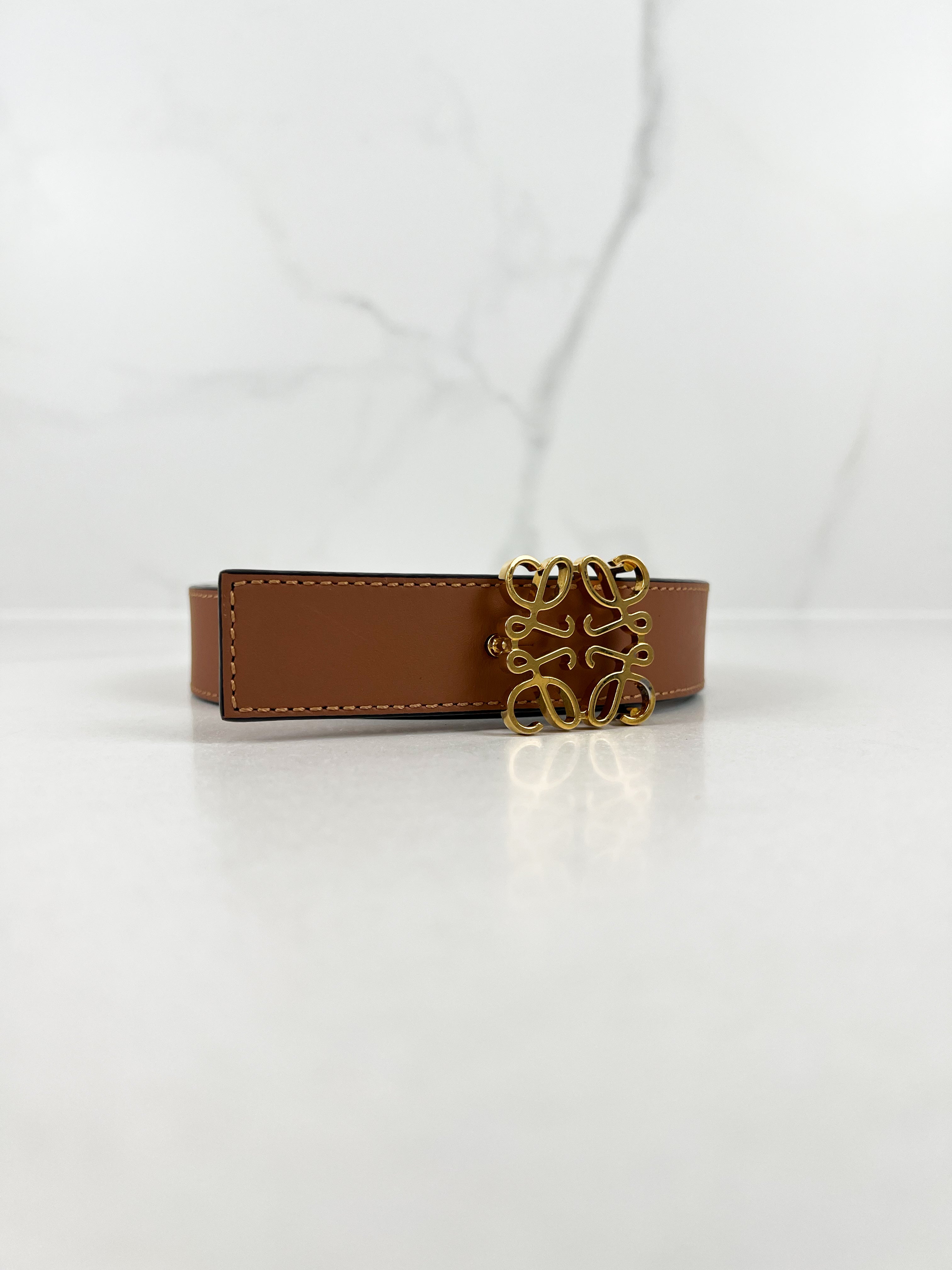 Loewe Reversible Anagram Belt 30mm in Smooth Calfskin with GHW Size 80