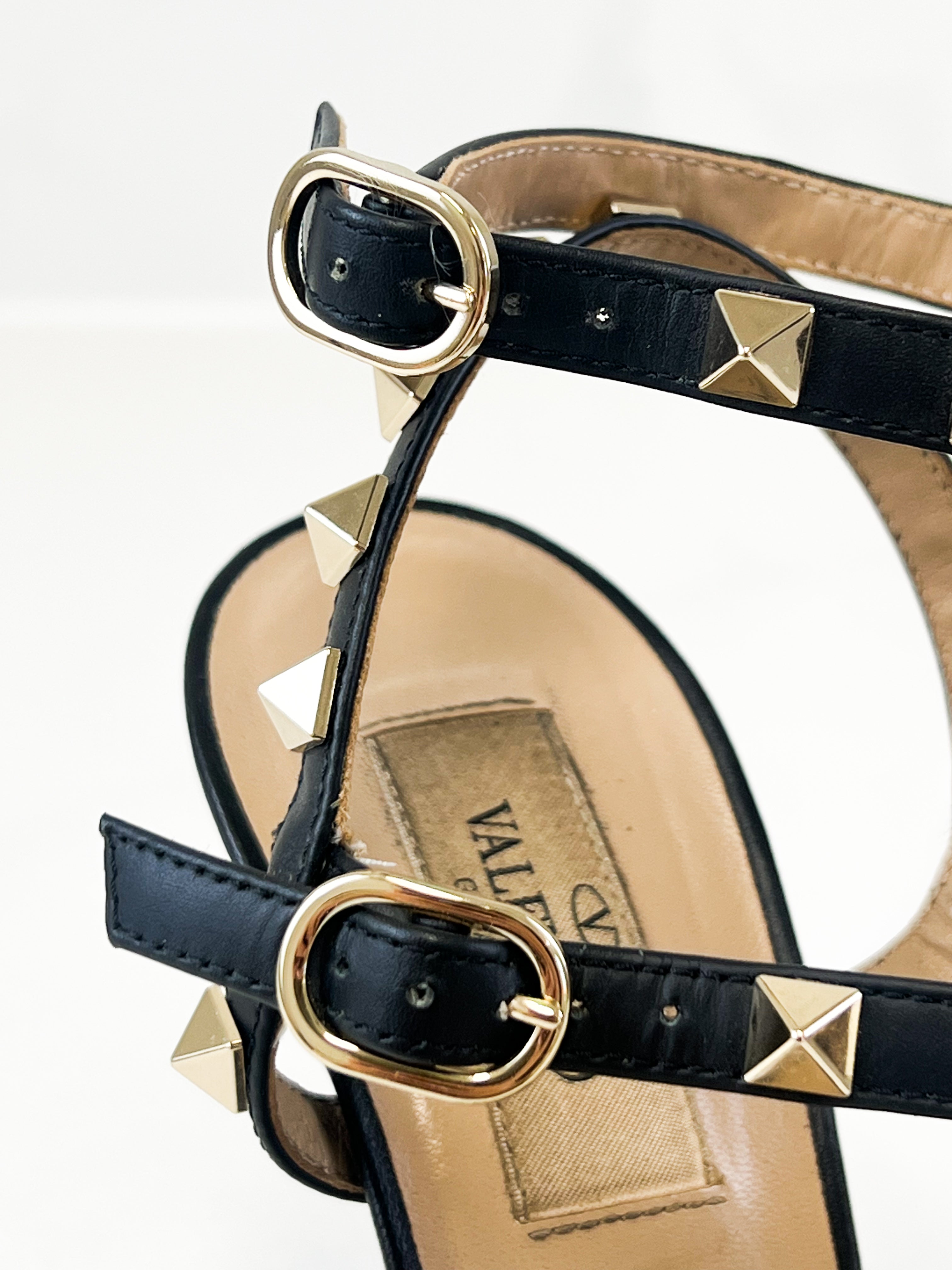 Valentino Rockstud Leather Sandals Size 37