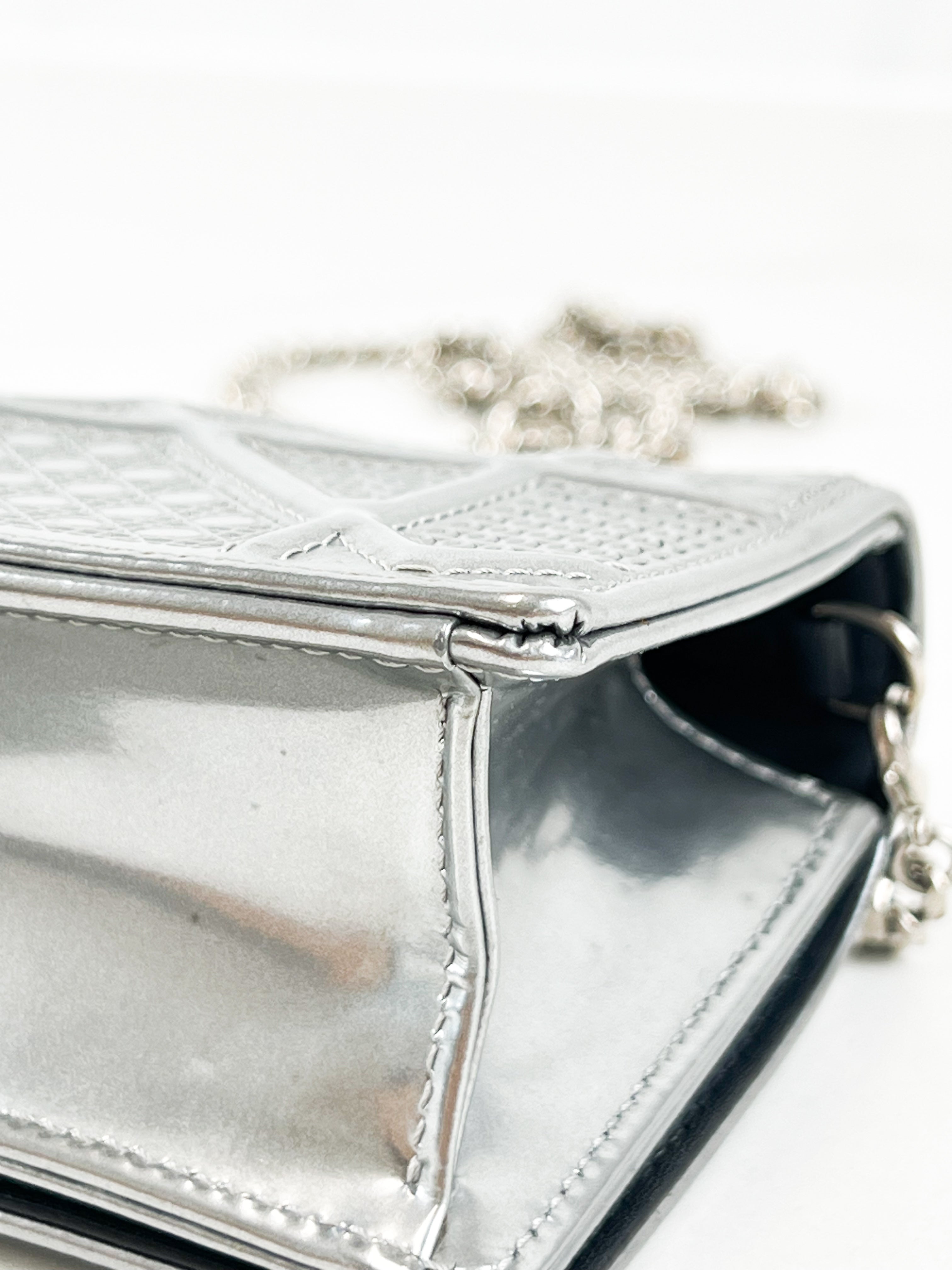 Christian Dior Silver Diorama Micro WOC