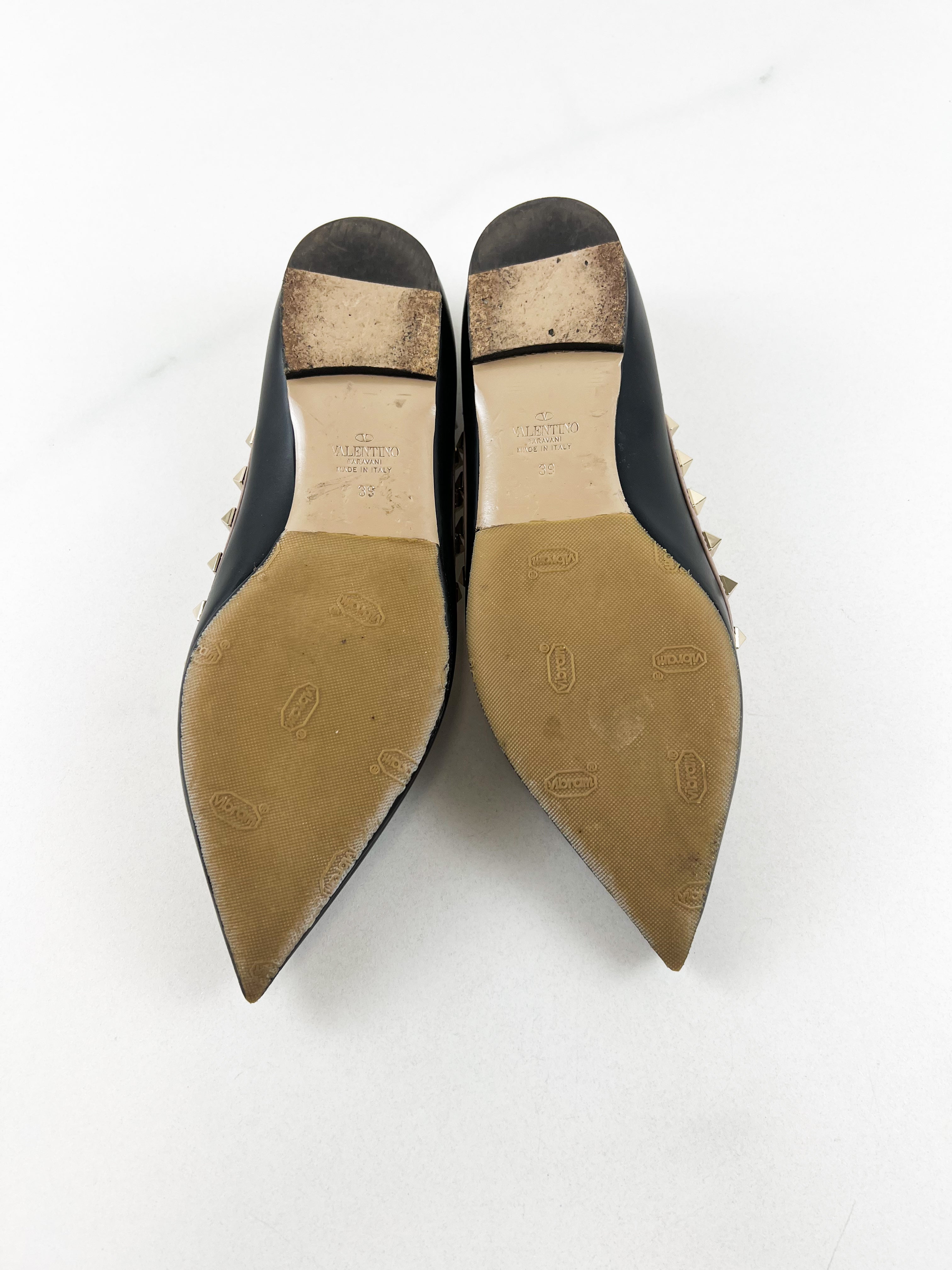 Valentino Garavani Rockstud Black Ballet Flat Size 39