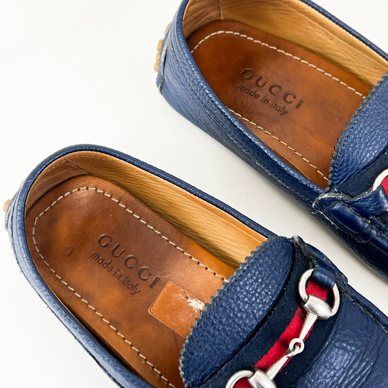 Gucci Navy Blue Leather Horsebit Loafer