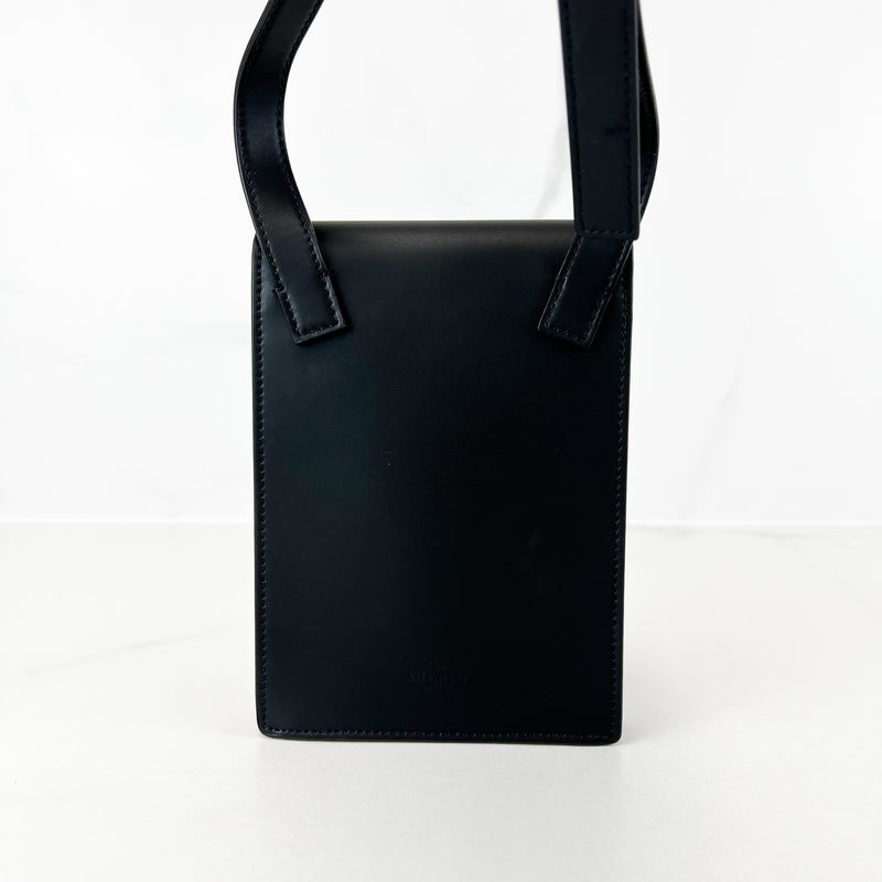 Valentino Garavani Black Flowercity Leather Crossbody