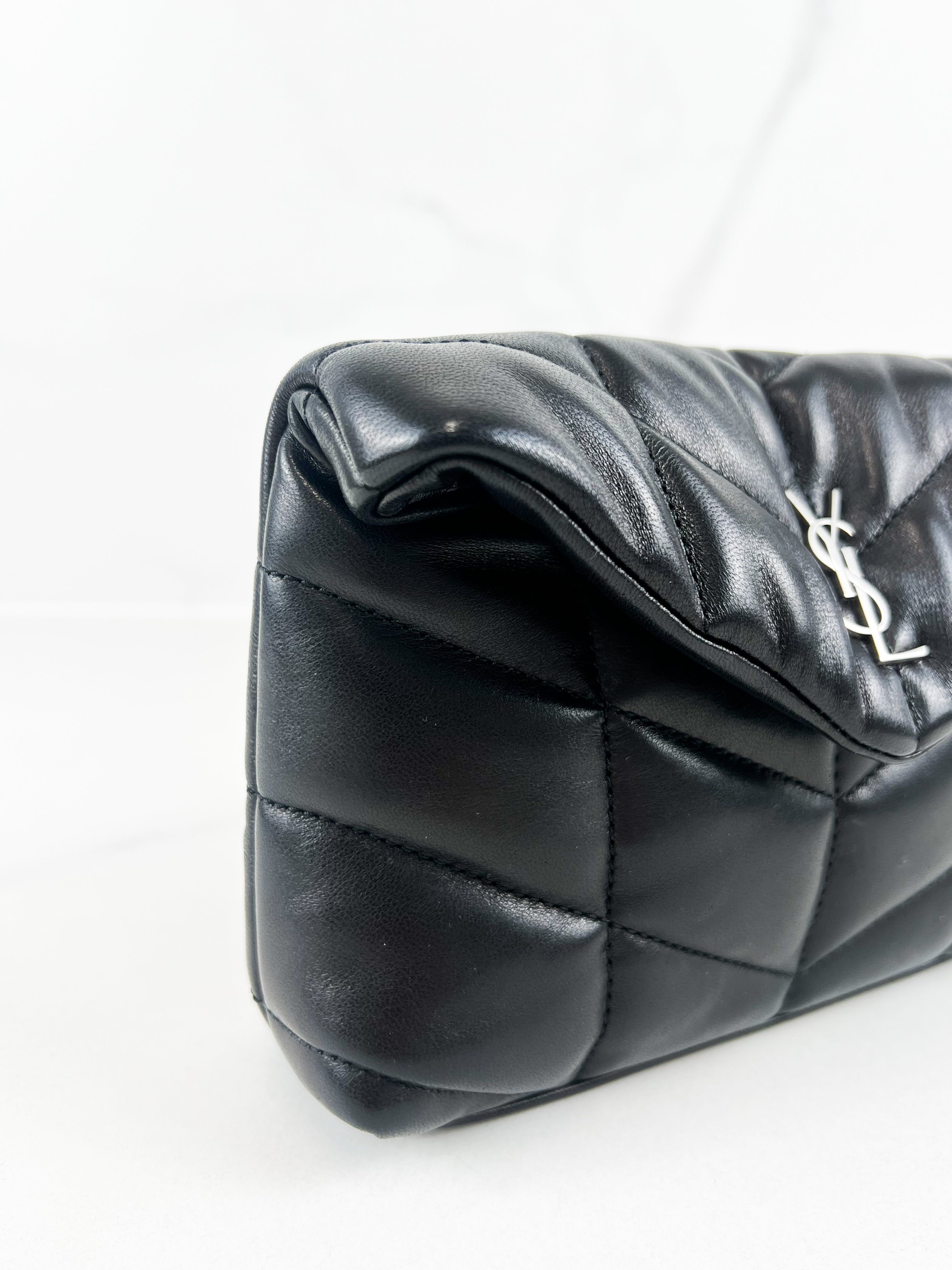 Saint Laurent Loulou Puffer Pouch in Black Lambskin