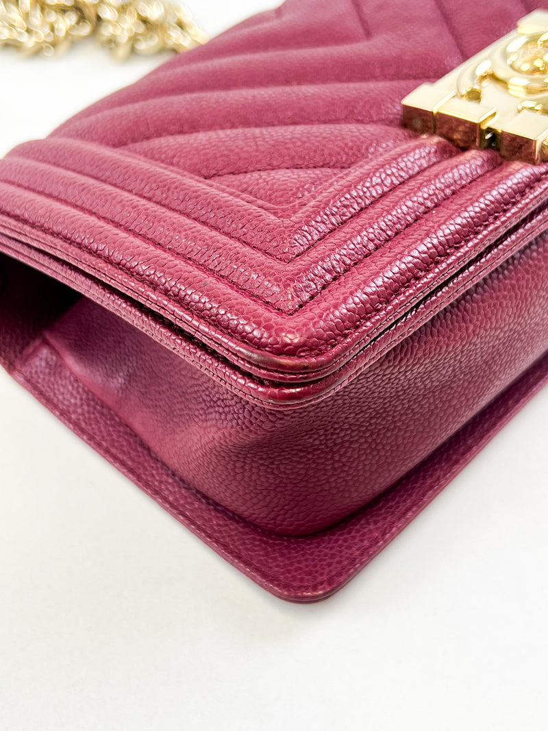 Chanel Small Burgundy Caviar Boy Bag