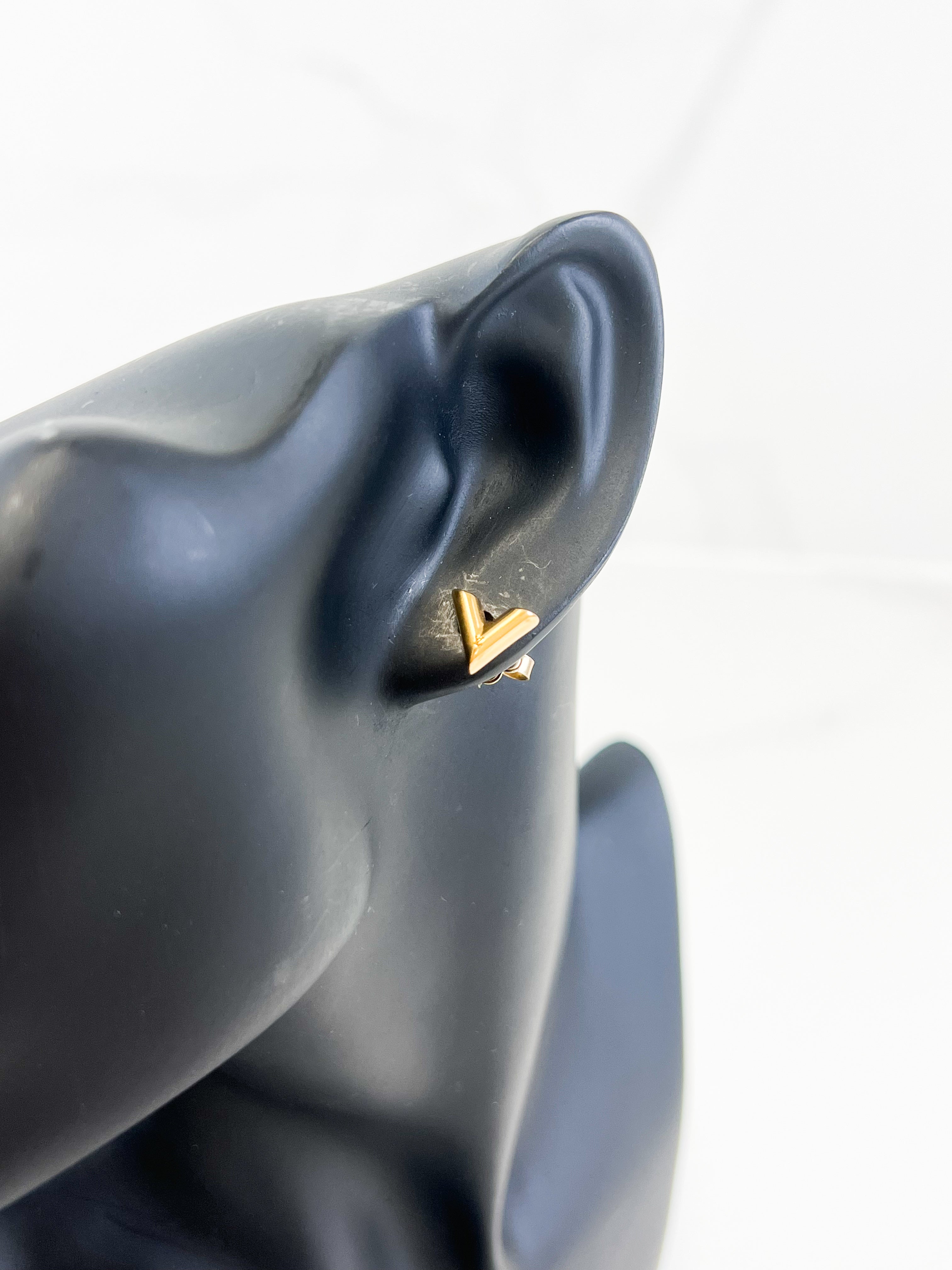 Louis Vuitton Gold Essential V Stud Earrings