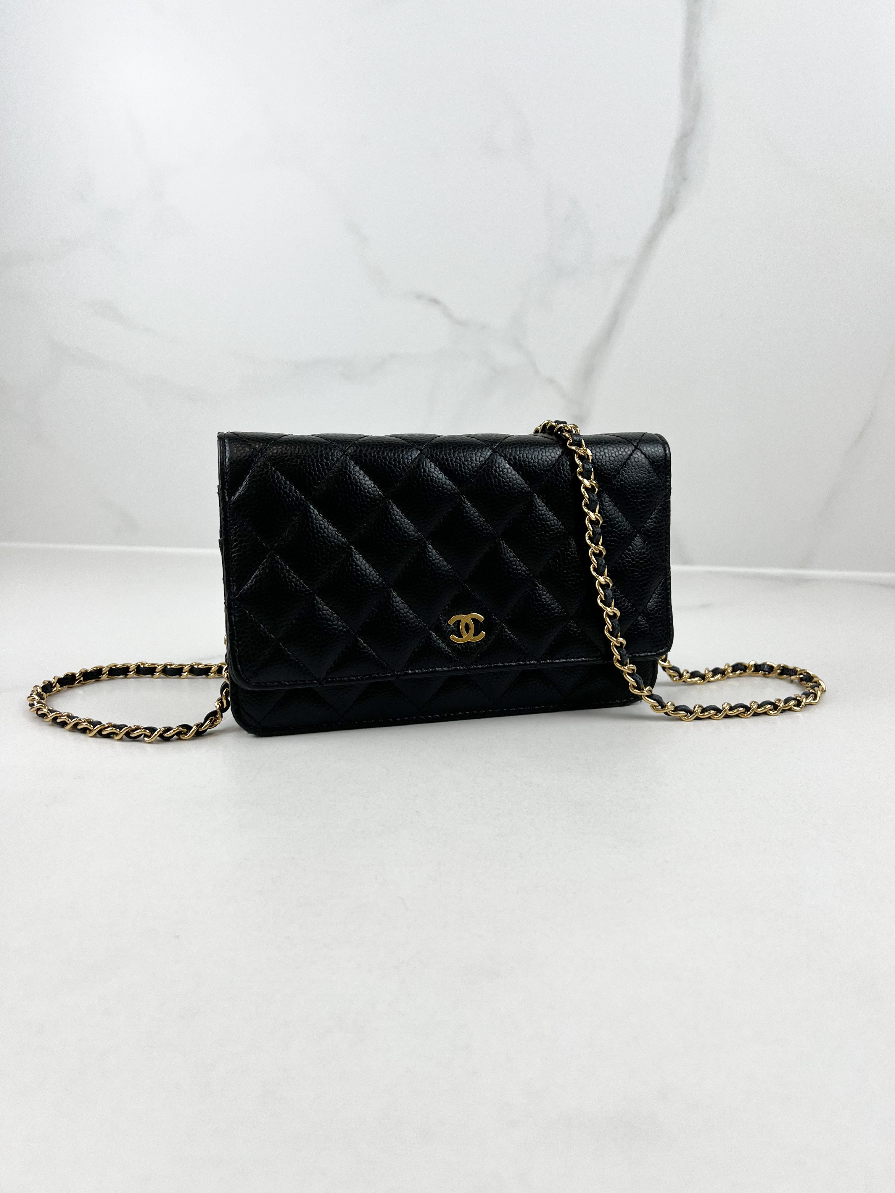 Chanel Black Classic Caviar CC WOC with GHW