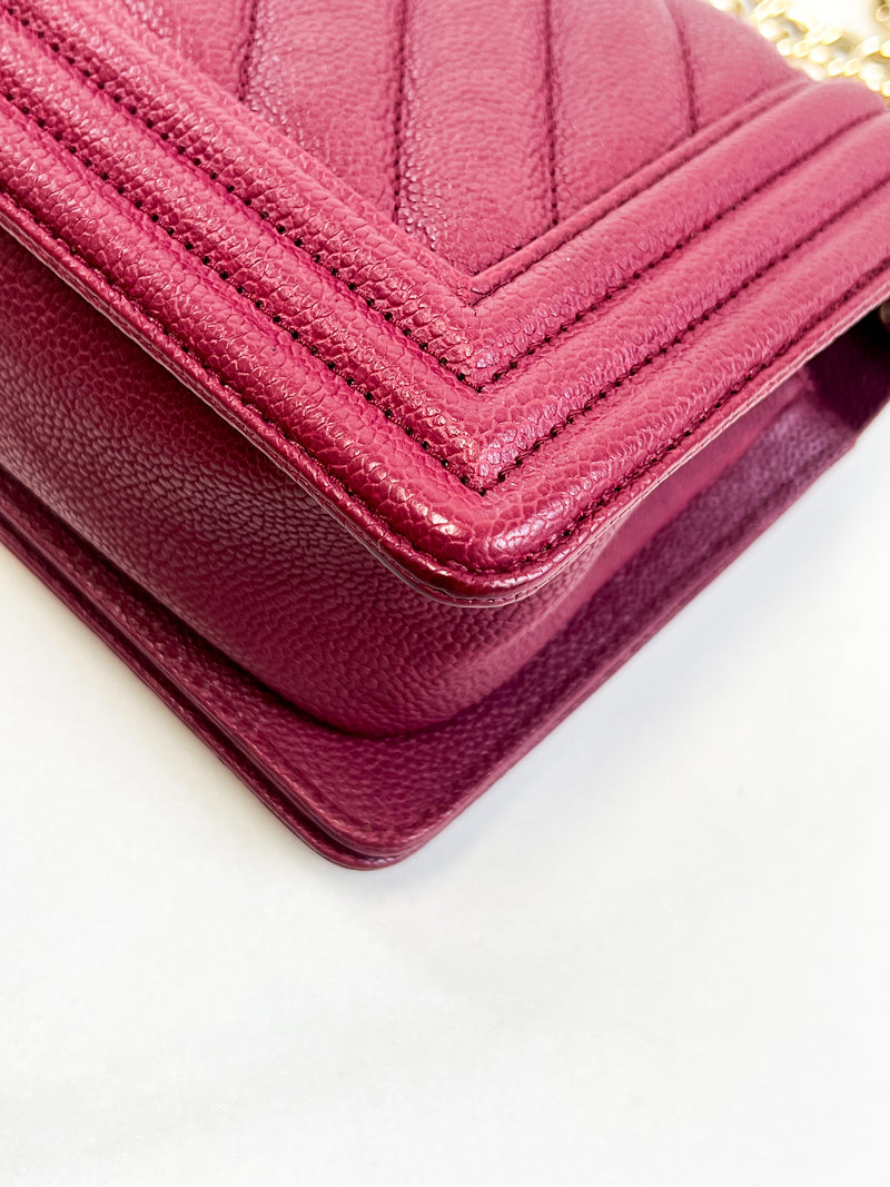Chanel Small Burgundy Caviar Boy Bag