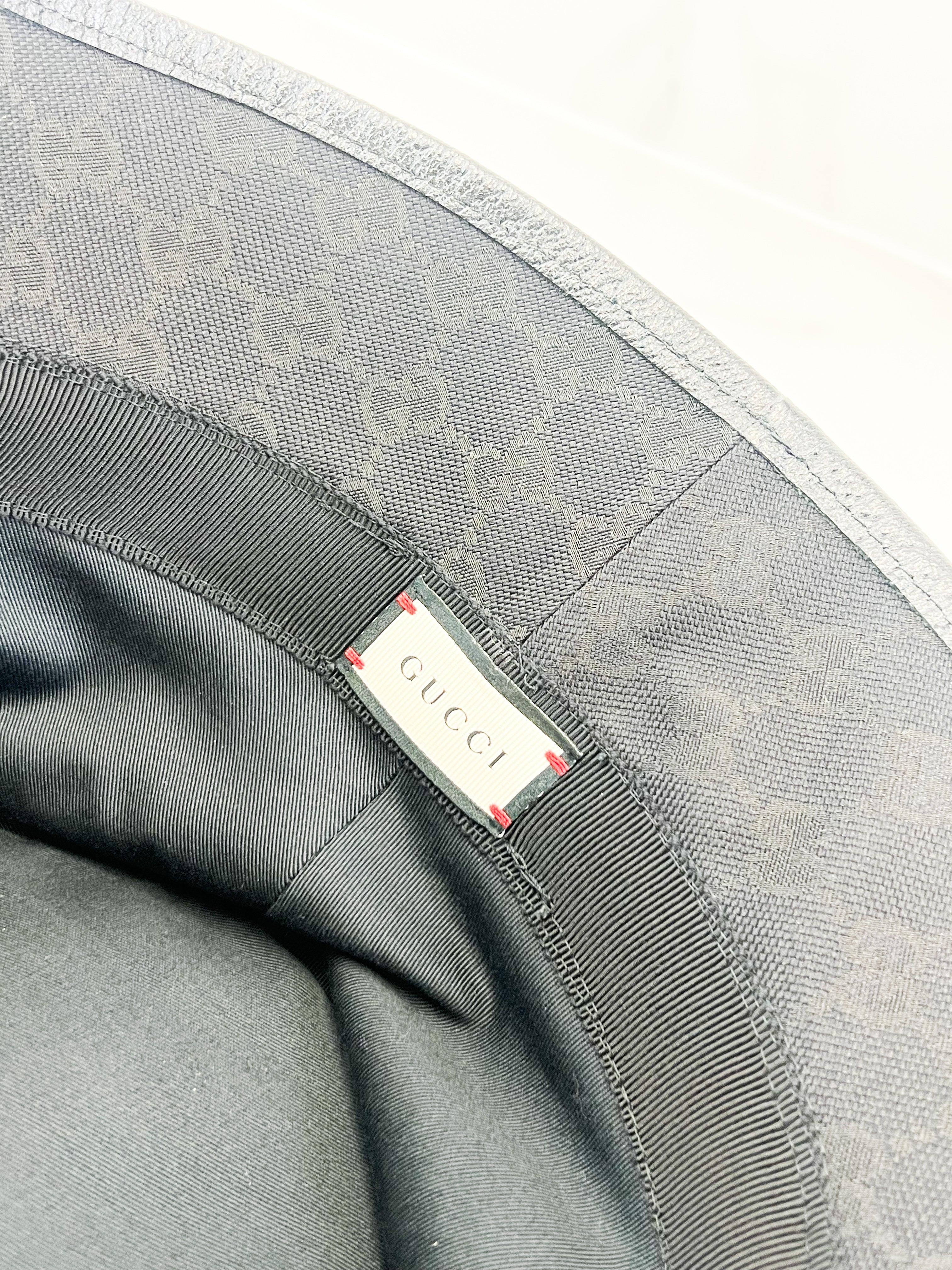 Gucci Leather Trimmed Monogrammed Canvas Bucket Hat