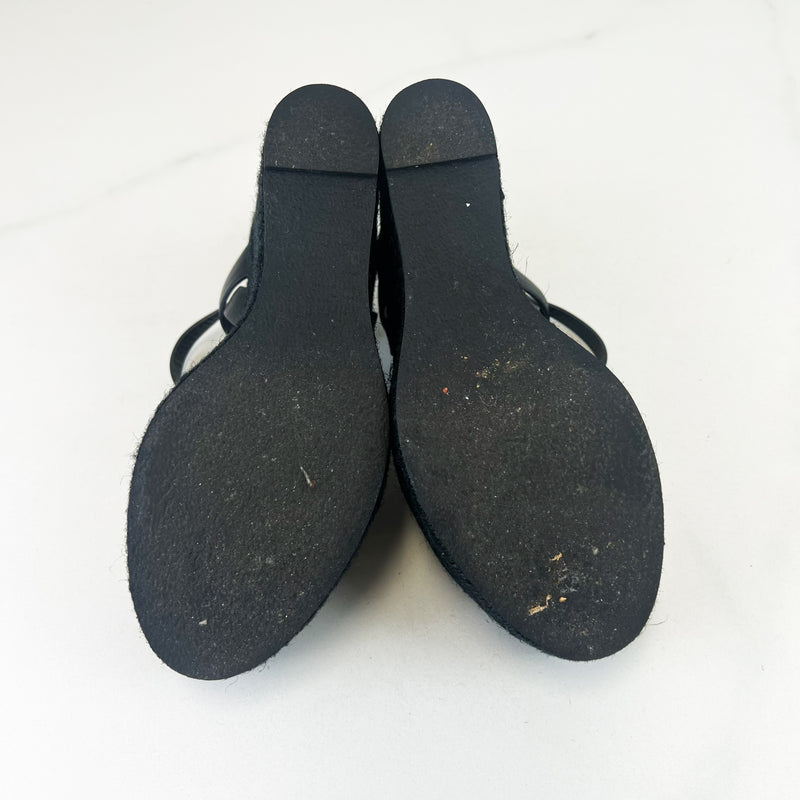 Saint Laurent Black Tribute Wedge 130mm Size 38.5