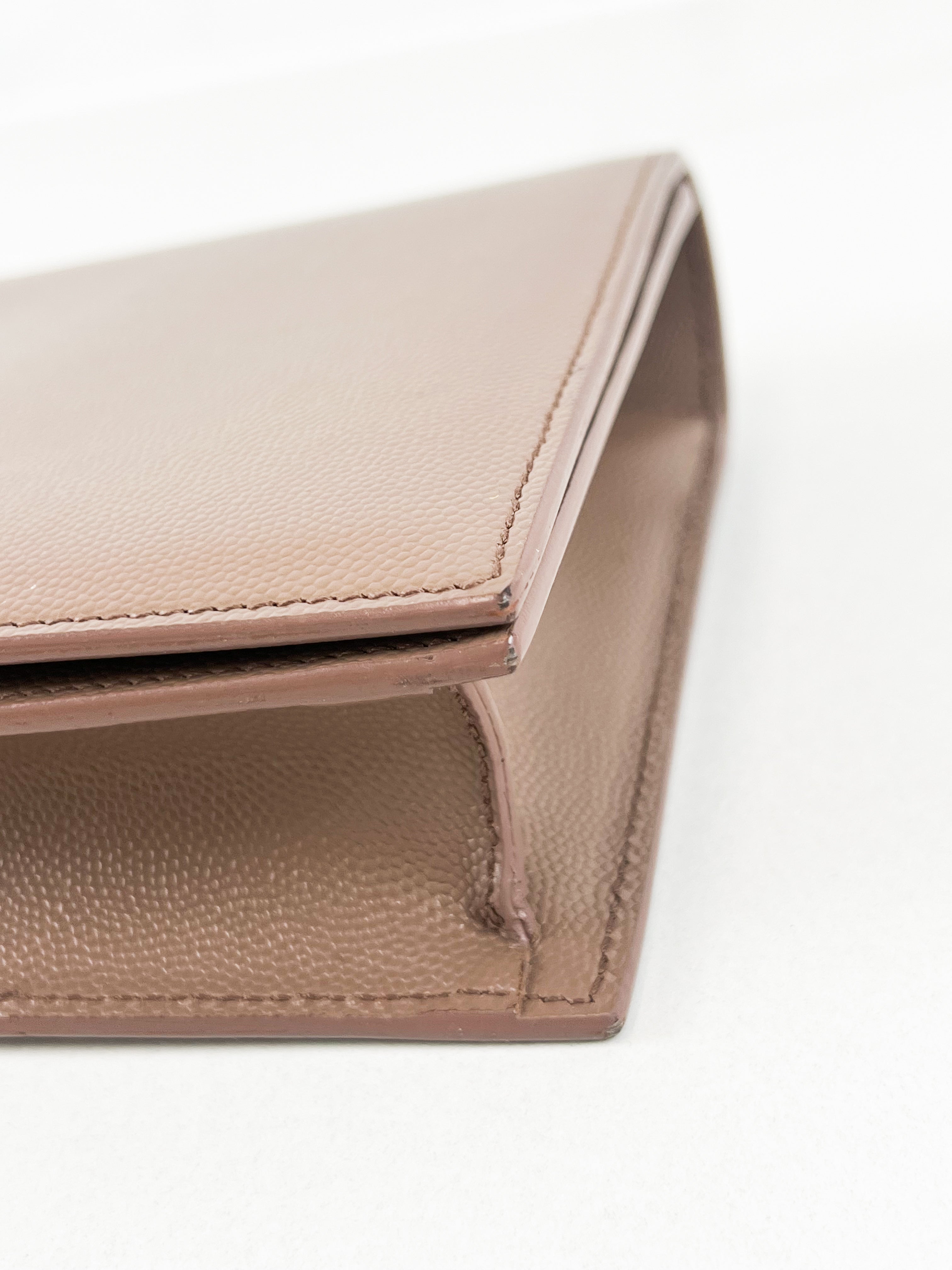 Saint Laurent Taupe Clutch SHW