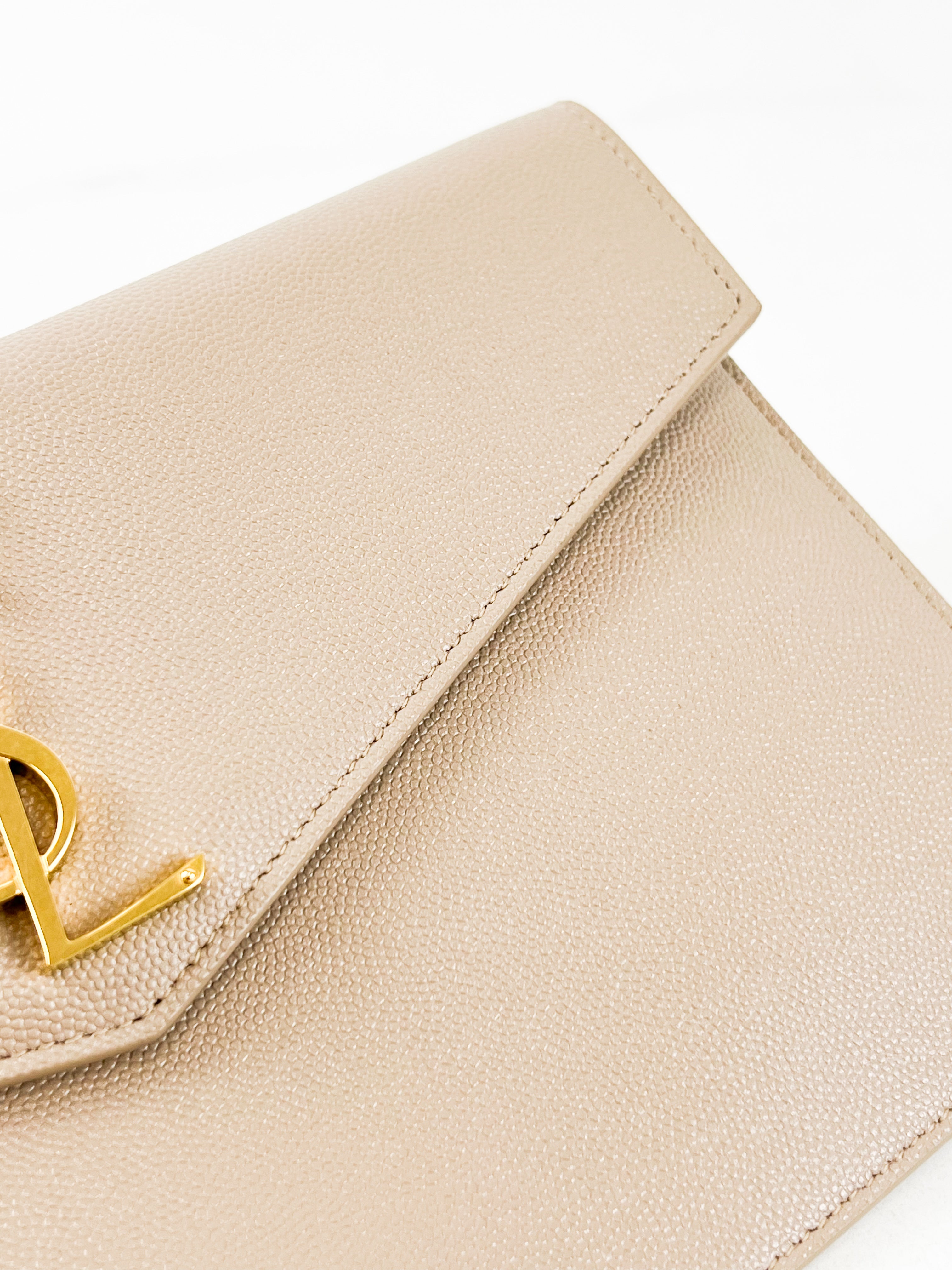 Saint Laurent Beige Uptown Envelope Clutch